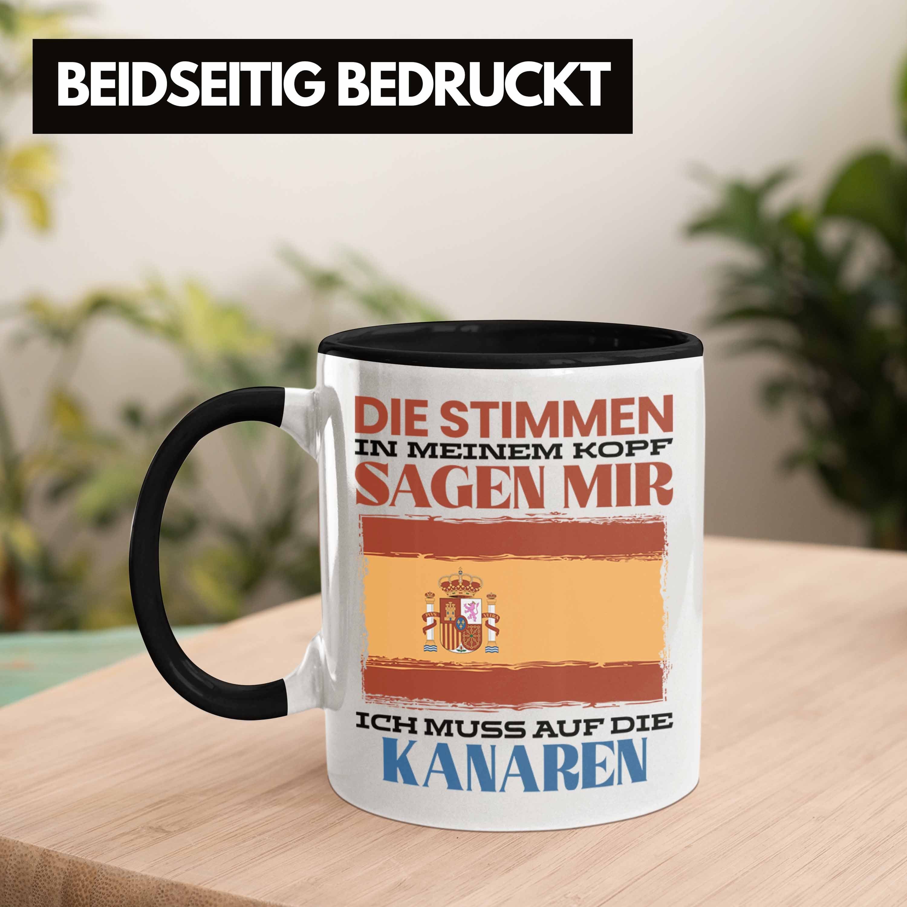 Tasse Trendation Gesch Urlaub - Heimat Trendation Geschenk Schwarz Tasse Spruch Spanier Kanaren