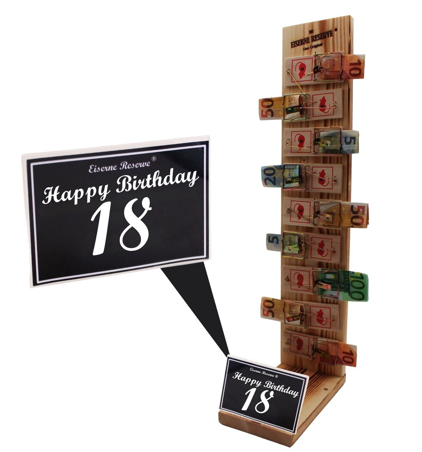 Eiserne Reserve® Geschenkbox Happy Birthday 18 - Eiserne Reserve Mausefalle Deluxe - Geburtstag Gel