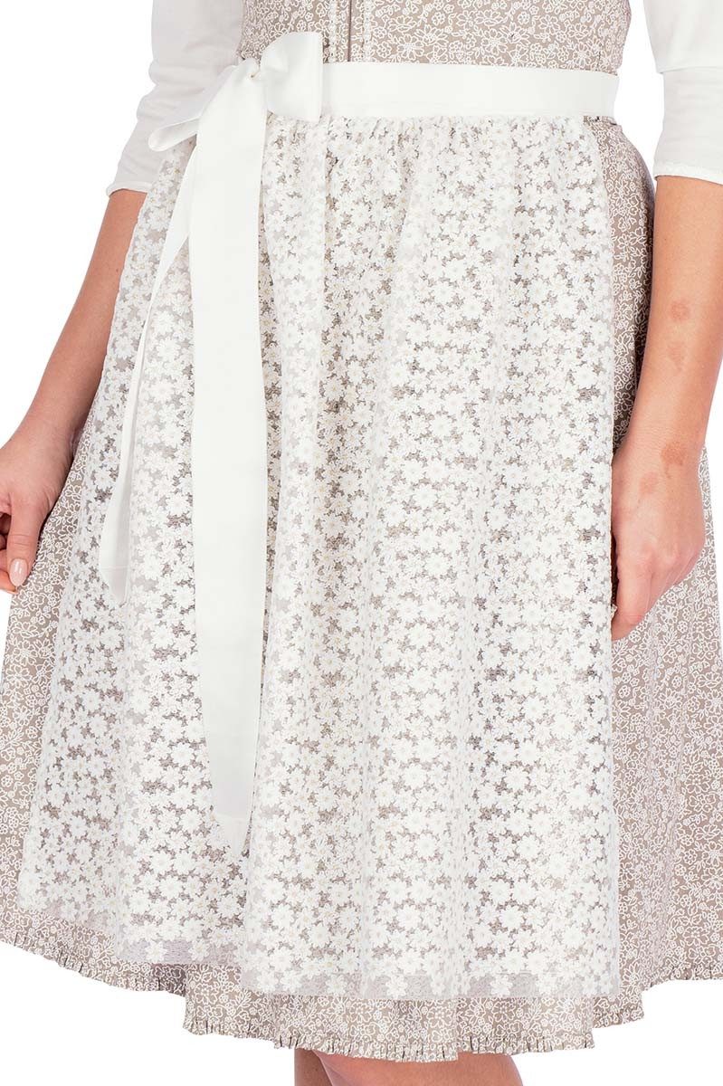 Alpenfee Tracht Dirndl Midi Dirndl 2tlg. - SYLVIE - taupe/cremeweiß