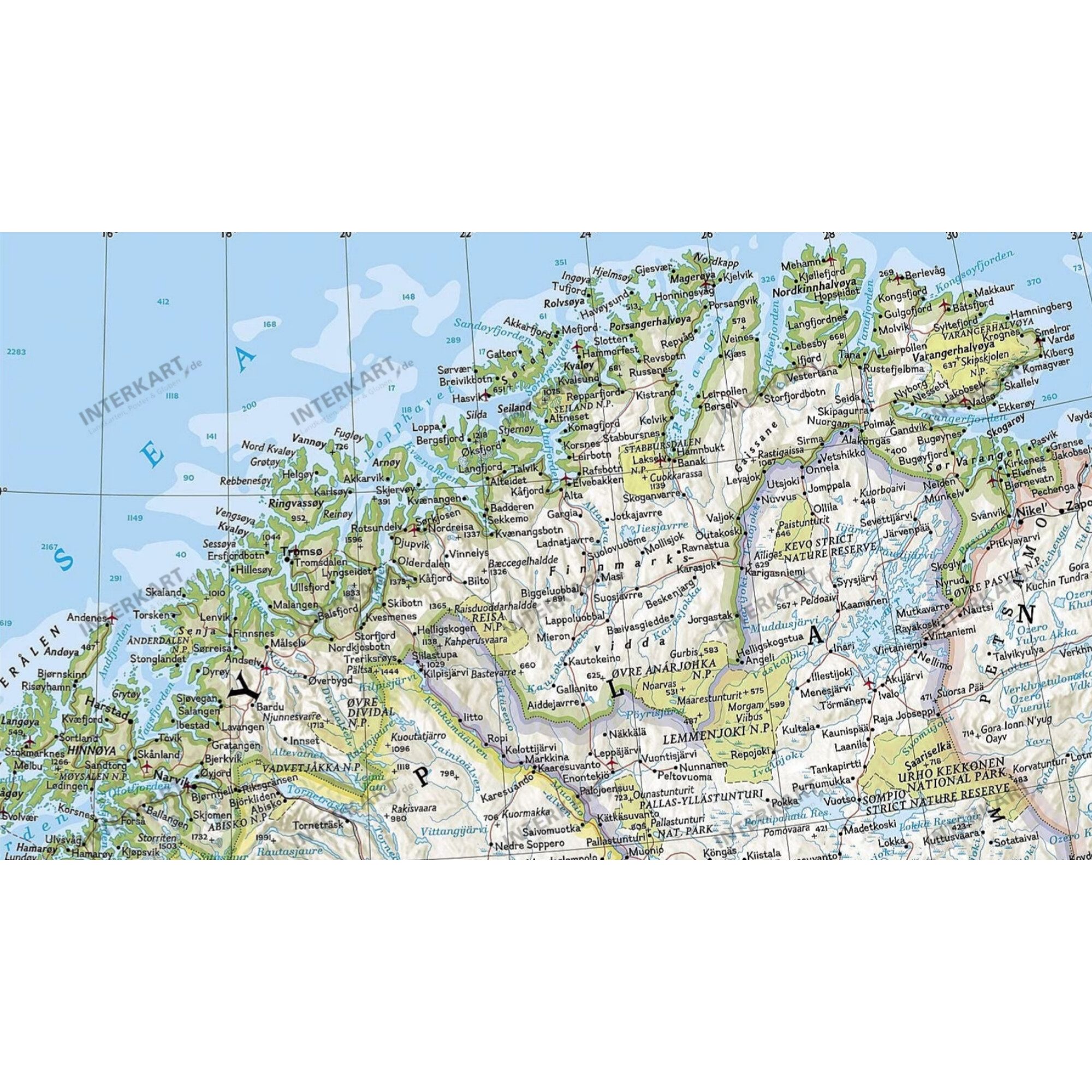NATIONAL GEOGRAPHIC Wandbild National Geographic Regional-Karte Skandinavien (58 x 76 cm)