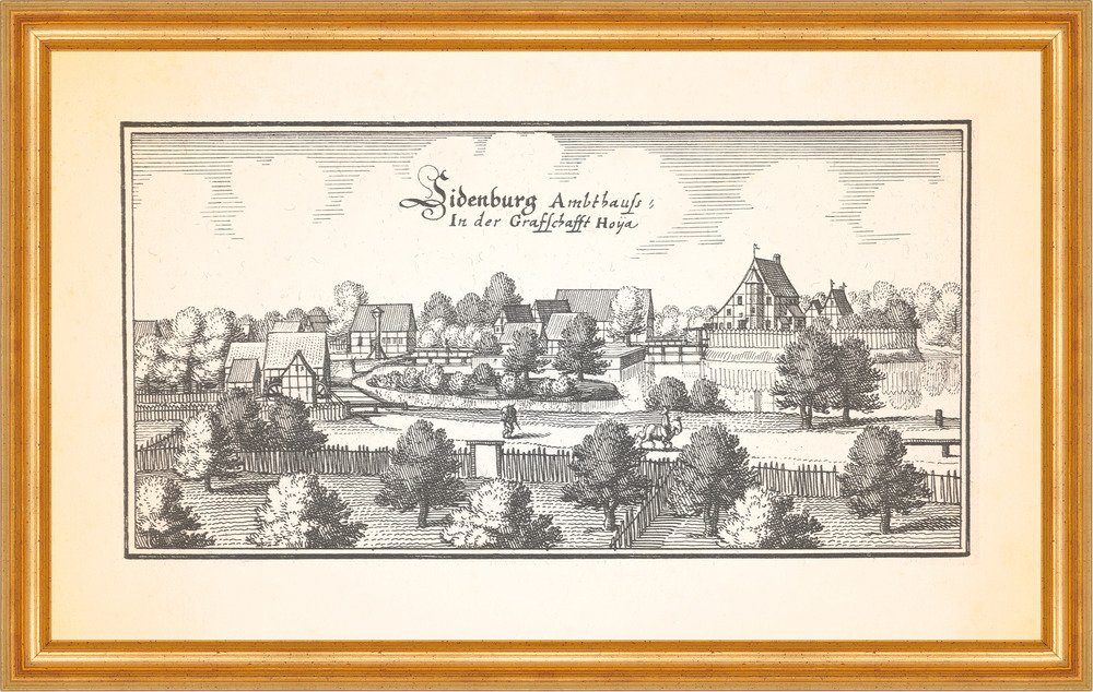 Kunstdruck Siedenburg Amtshaus in der Grafschaft Hoya Kupferstich Merian 0440 Ger