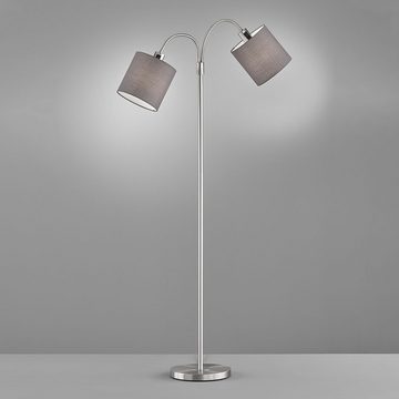 etc-shop Stehlampe, Leuchtmittel nicht inklusive, Stehlampe Schlafzimmerleuchte Metall nickel 2 flammig L 170 cm