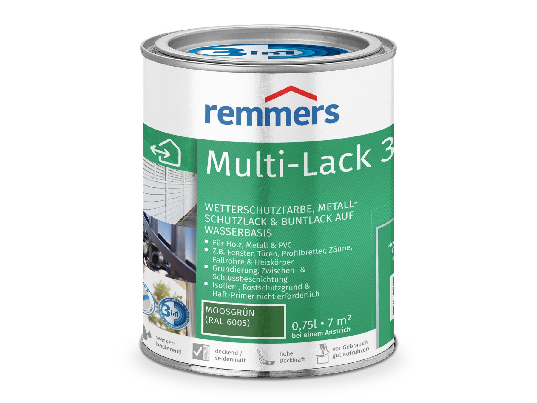 Remmers Wetterschutzfarbe Multi-Lack 3in1 anthrazitgrau (RAL 7016) 0,75 Liter, Metallschutzlack & Buntlack auf Wasserbasis für Holz, Metall, PVC