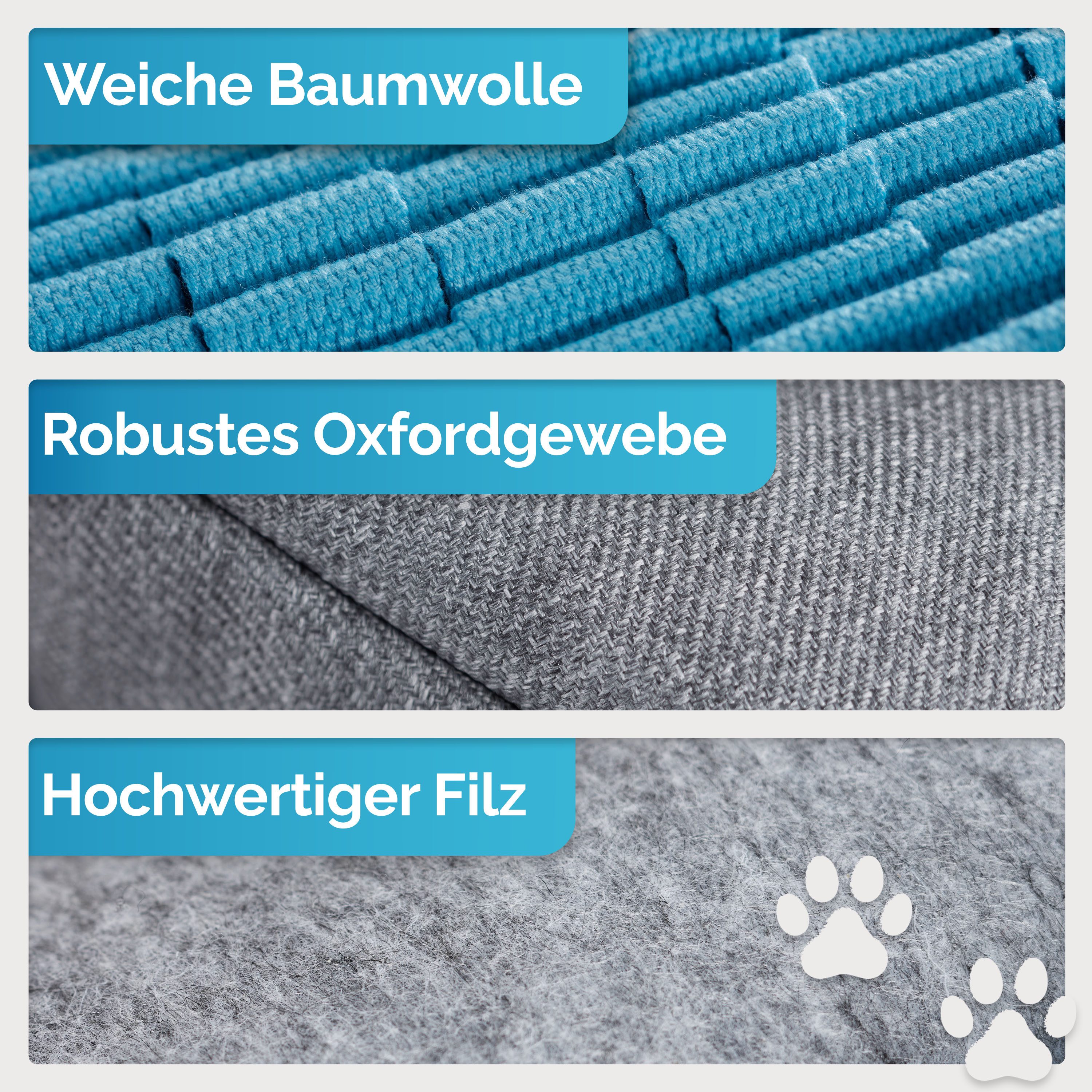 Briliantwerk Schnüffelteppich für Hunde – Extrem widerstandsfähiges Material -, 10 Trainingselemente und 3 Schwierigkeitsstufen