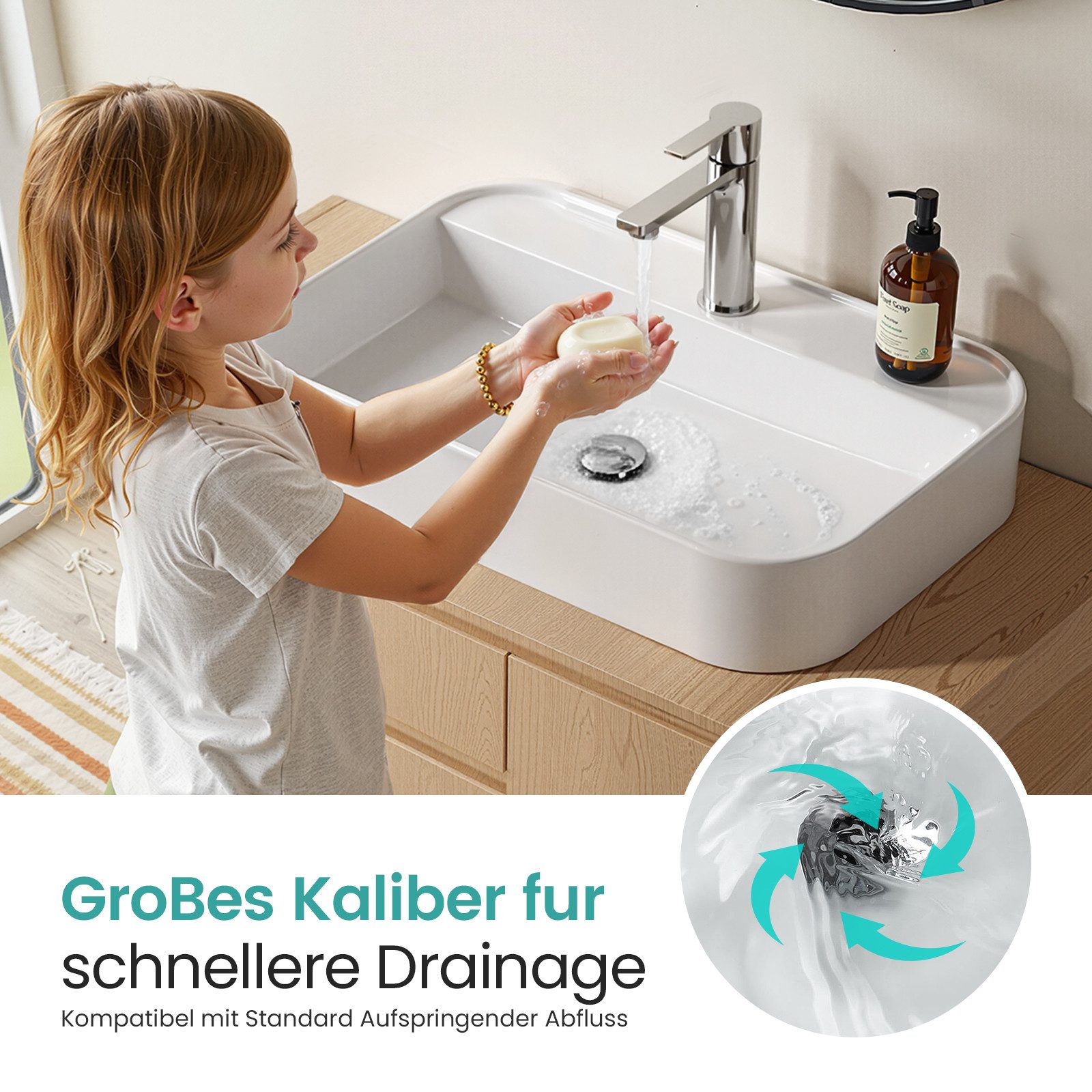 EMKE Aufsatzwaschbecken Mini Rechteckiger Aufsatzwaschtisch Hänge günstig online kaufen