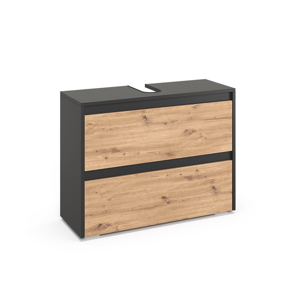 Vicco Majest, Anthrazit/Artisan, 80.1 x 62 cm mit 2 Schubladen (1-St)