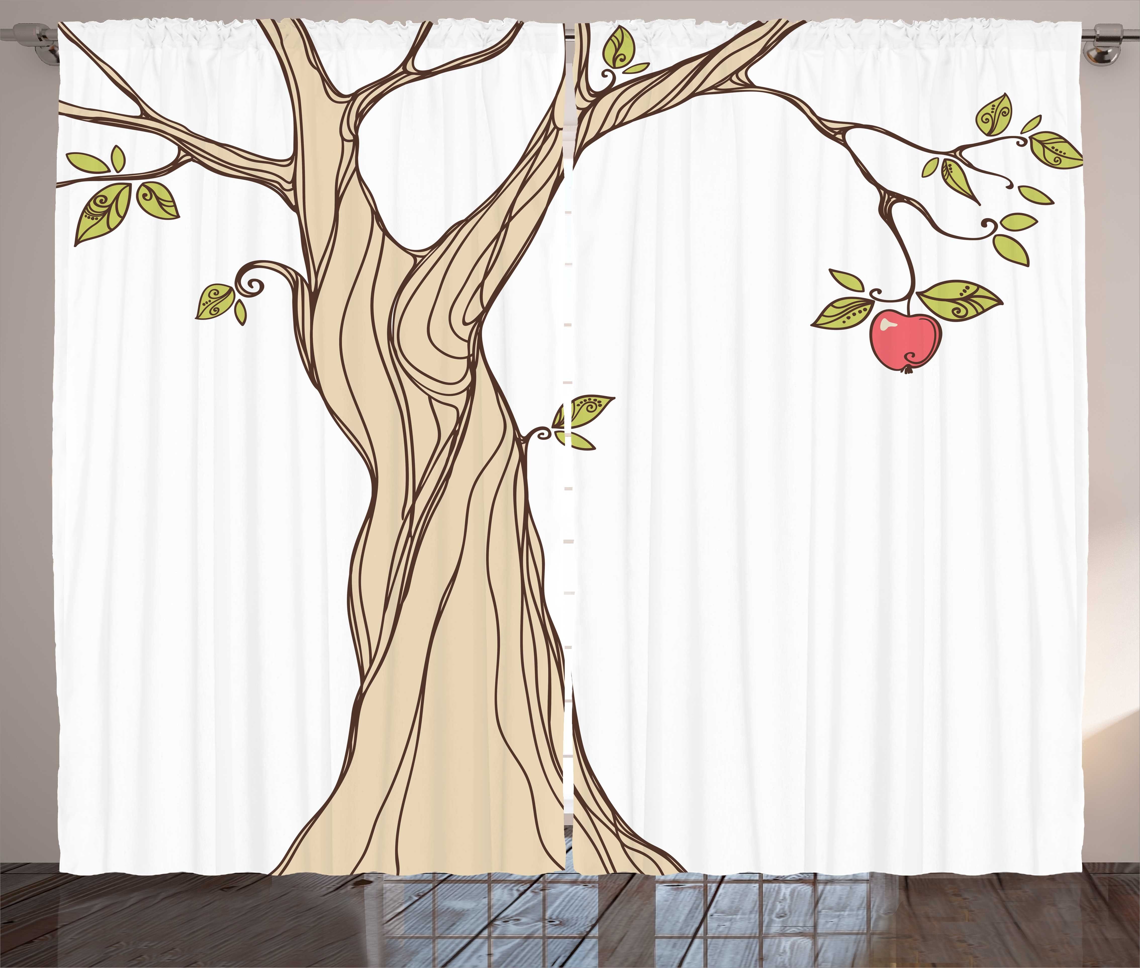 Abakuhaus, mit Haken, Weihnachten und Schlafzimmer Kunst Schlaufen Gardine Blättern Kräuselband mit Apfelbaum Vorhang
