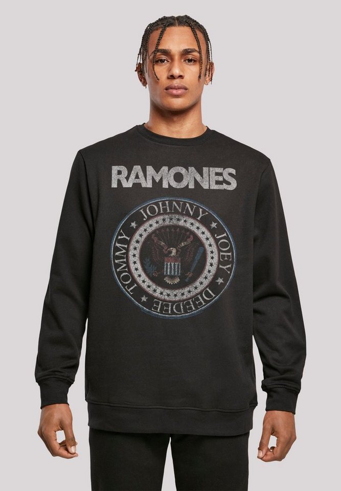 And Rock-Musik, entspanntem Band, Rock F4NT4STIC Ramones Bequemer Sweatshirt Premium Musik Band Schnitt mit Red Qualität, Seal Tragekomfort White