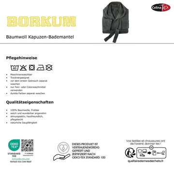 CelinaTex Bademantel Saunamantel Herren Frottee Kapuze Borkum XL anthrazit/bordeaux, Baumwolle