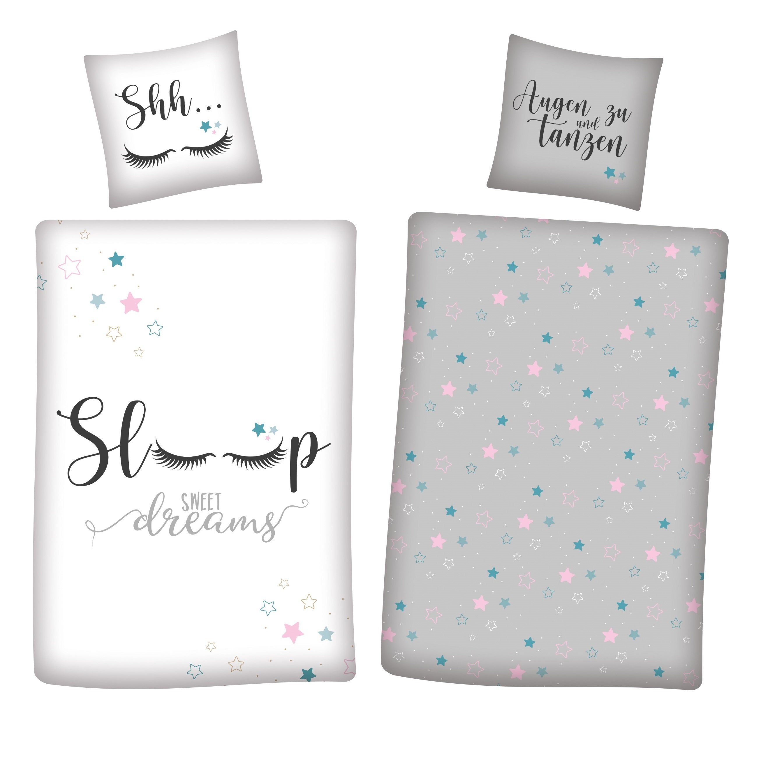 Familando Kinderbettwäsche "Sleep" Sweet Dreams Grau günstig online kaufen