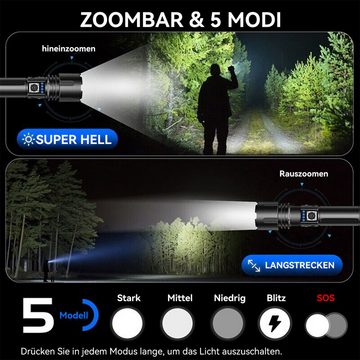 Novzep Taschenlampe USB Aufladbar Taktische Flashlight,5 Lichtmodi,Wasserdicht