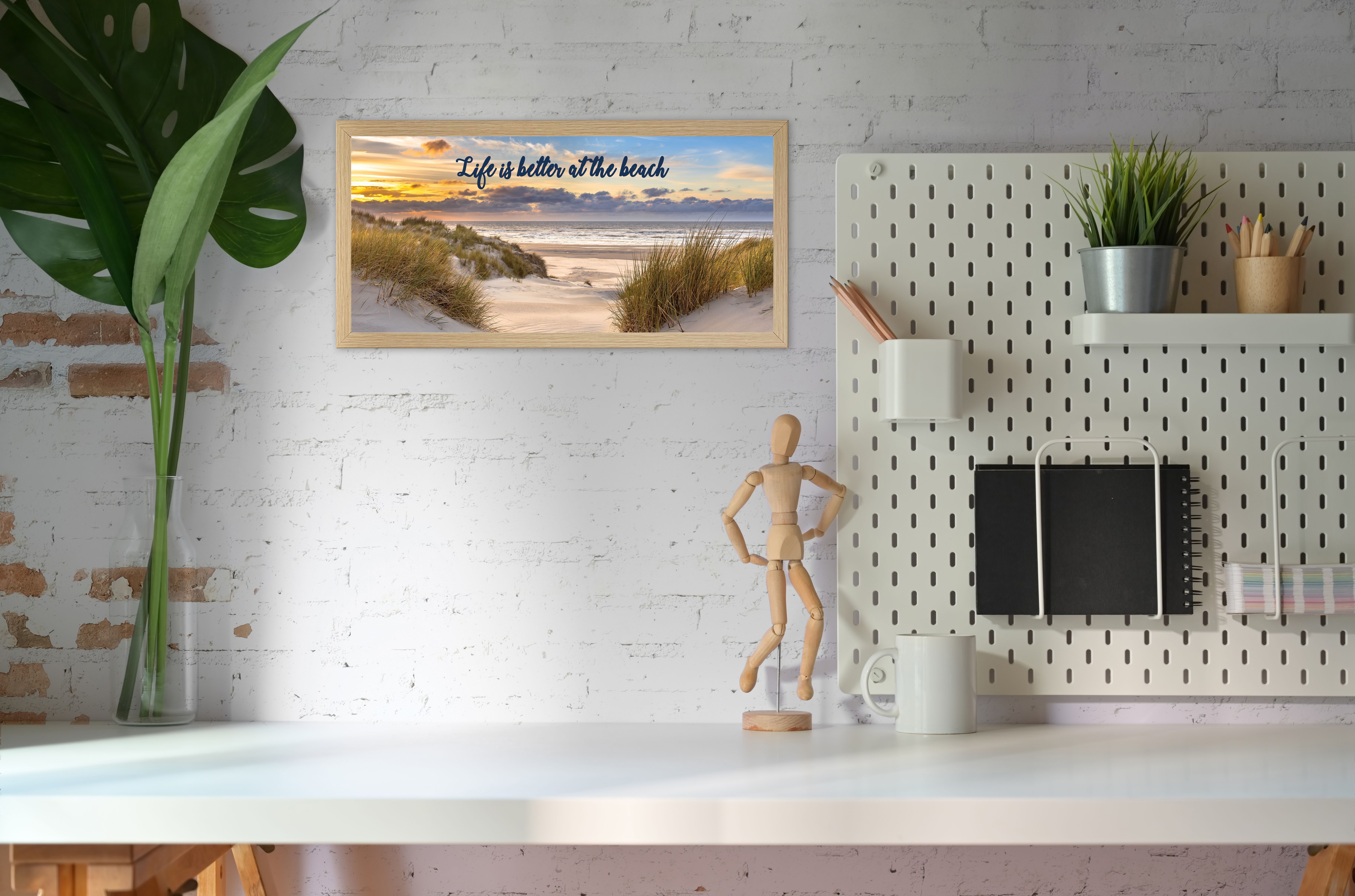 Bönninghoff Bild mit Rahmen, Sonnenaufgang & -untergang, Sonnenuntergang, Sprüche, Sprüche & Texte, Strand, Strandbilder (1 St)