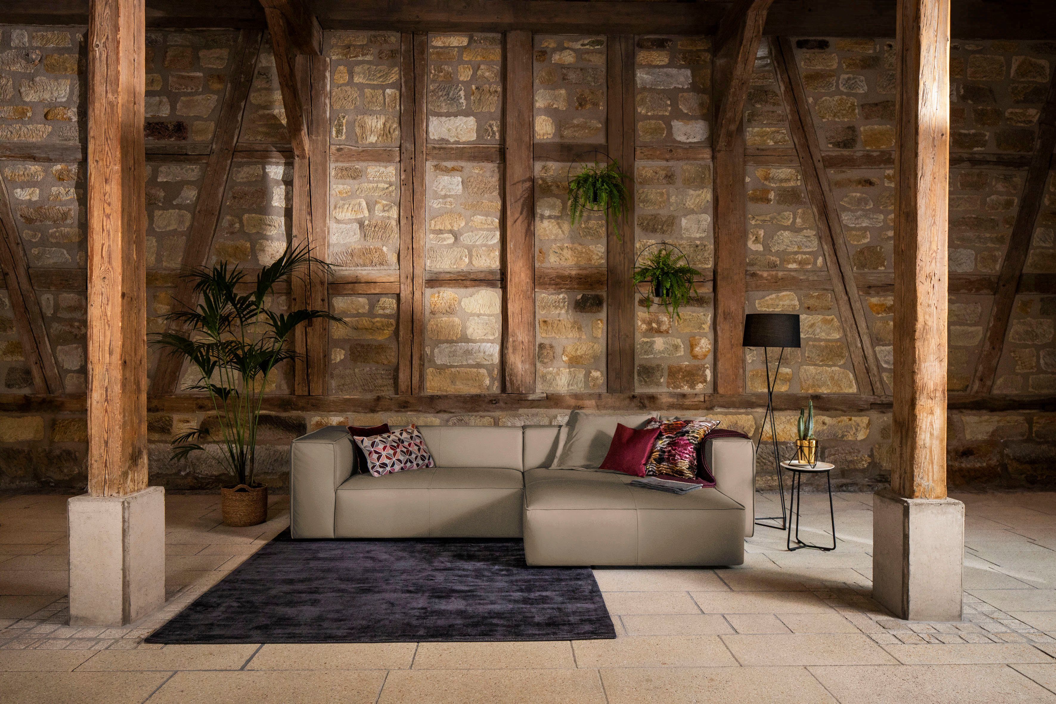 W.SCHILLIG Ecksofa around-the-block, Spar-Set, inklusive Hocker, mit eleganter Biese, mit Federkern