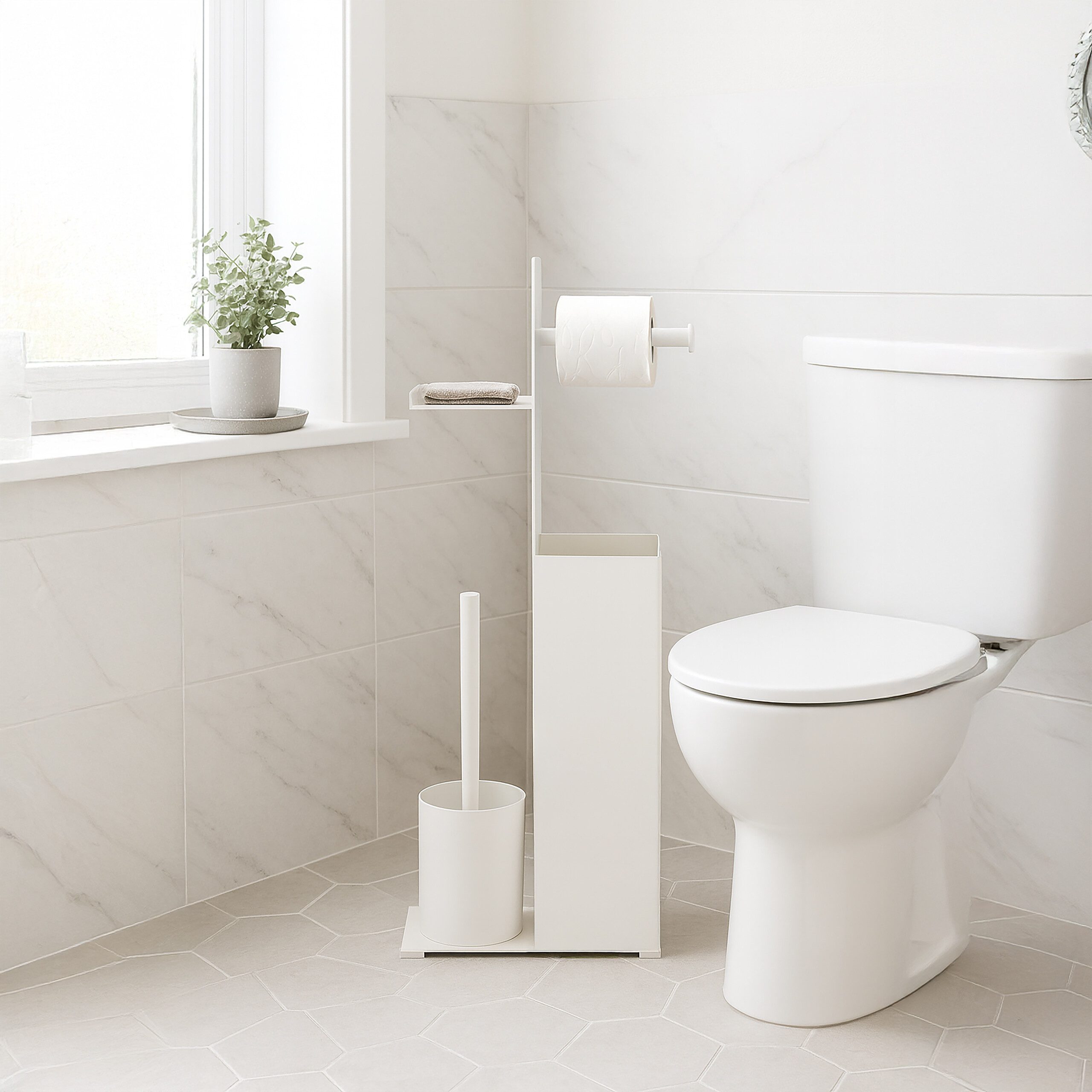 relaxdays WC-Garnitur mit Ersatzrollenhalt, weiß günstig online kaufen