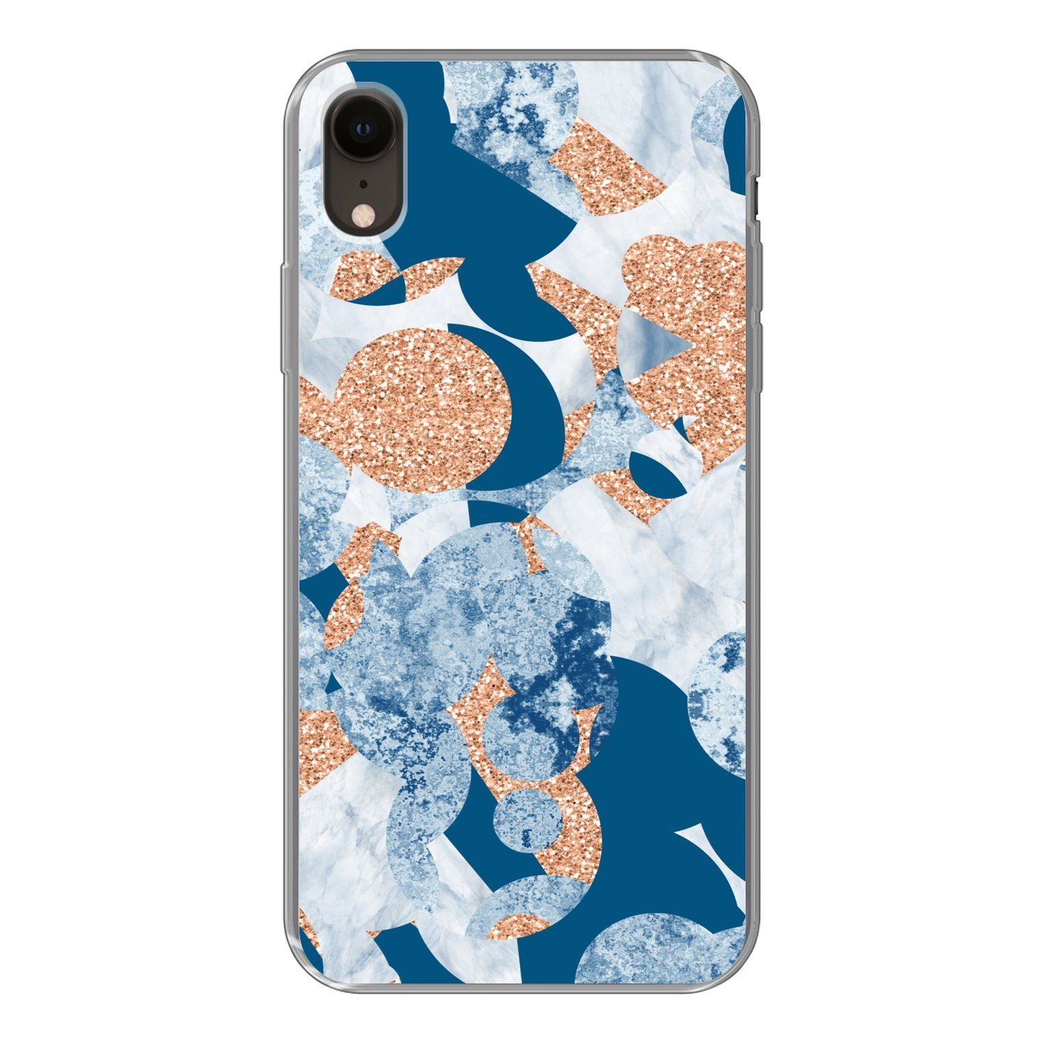 MuchoWow Handyhülle für Apple iPhone XR Marmor - Geometrische Formen - Glitter, Smartphone-Bumper, Print, Handy Schutzhülle Dünn