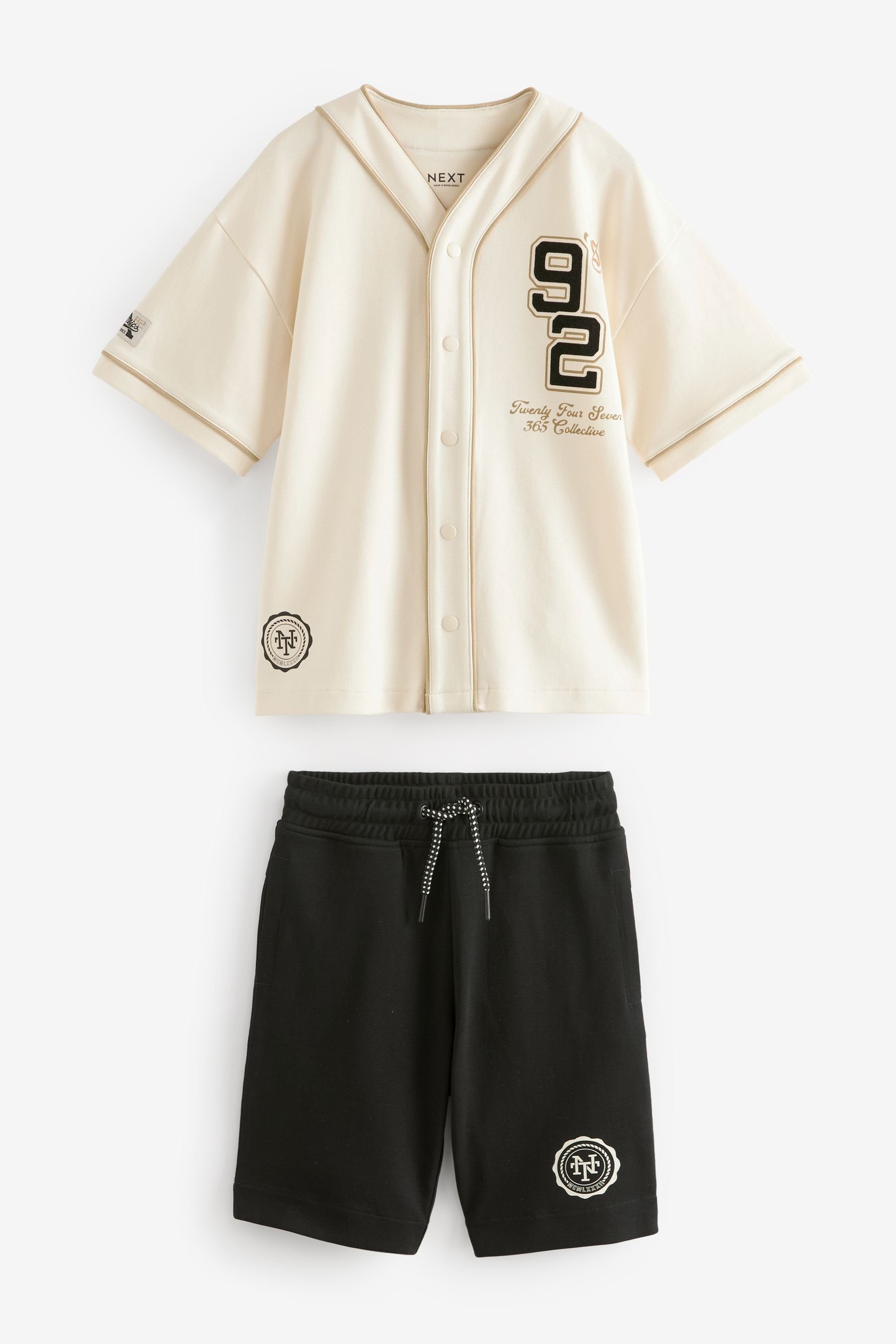 Next Shirt & Shorts College-Stil Baseballoberteil und Shorts im Set (2-tlg)