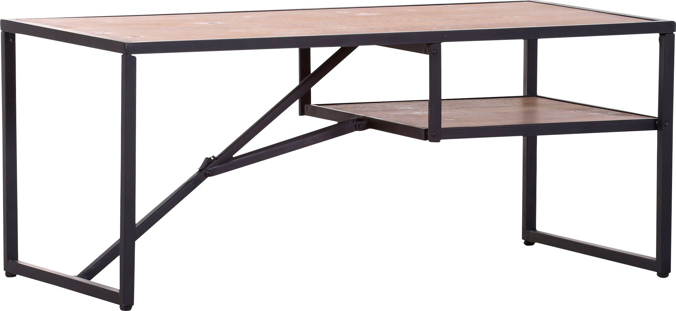 Gutmann Factory Couchtisch Alcott, Sofatisch, Wohnzimmertisch 100 x 50cm, klappbar, mit Ablage, Echtholzfurnier