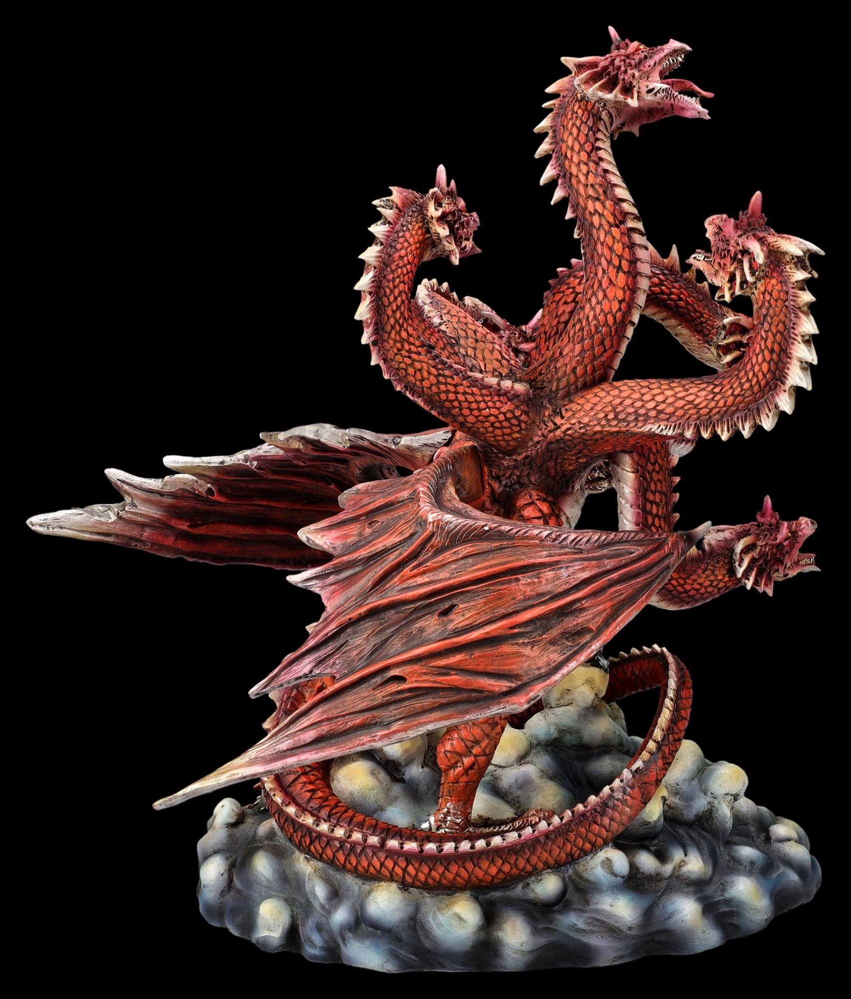 Dekofigur Drachen Deko Shop sieben GmbH - Fantasy Figur mit Dekofigur Hydra Figuren Rote Köpfen -