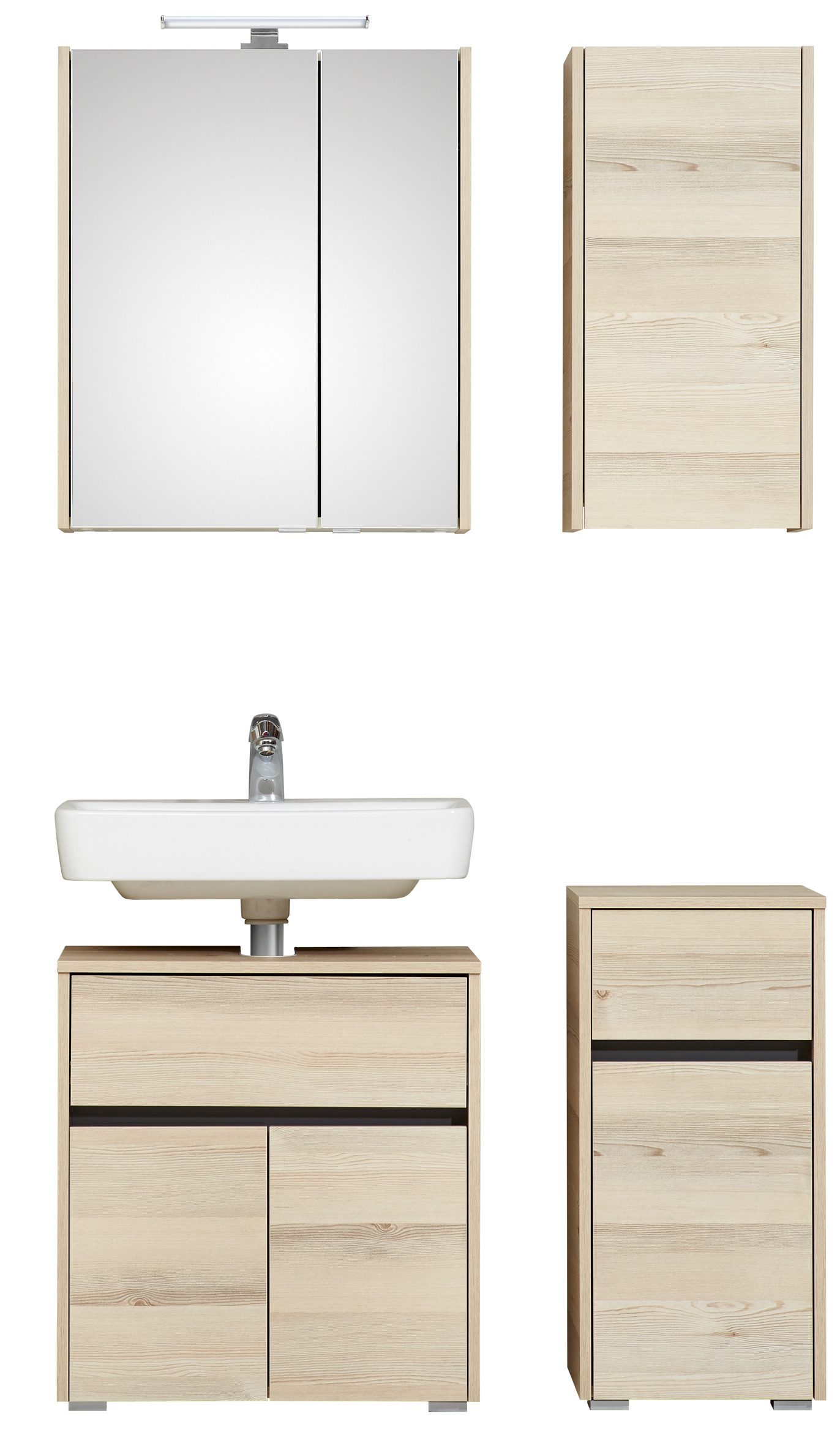 Saphir Badmöbel-Set Keramikaufsatzbecken, Waschtischplatte und Waschtischunterschrank, (Komplett-Set, 4-St)