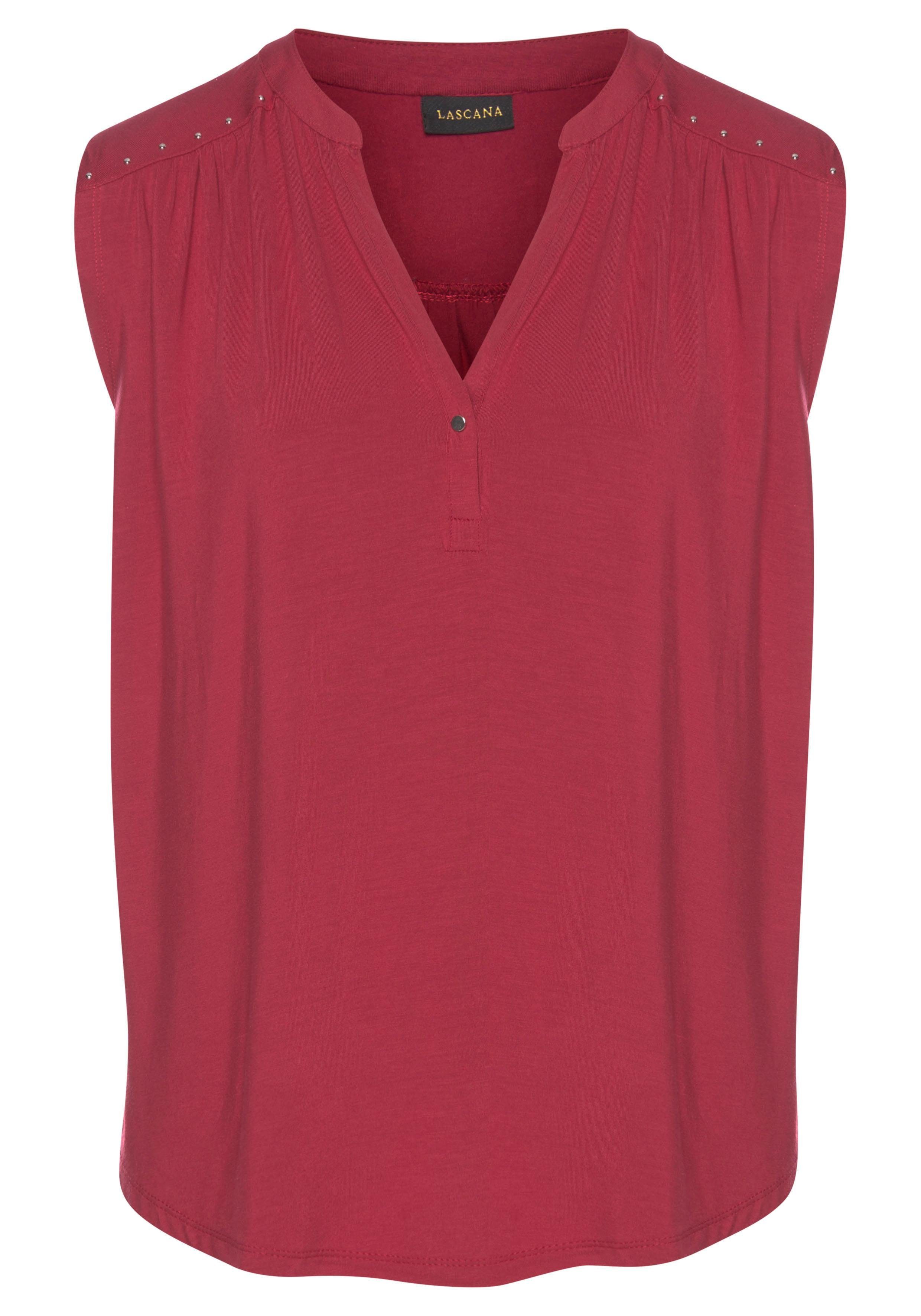 LASCANA Tanktop mit silberfarbenen Nietendetails, lockeres günstig online kaufen