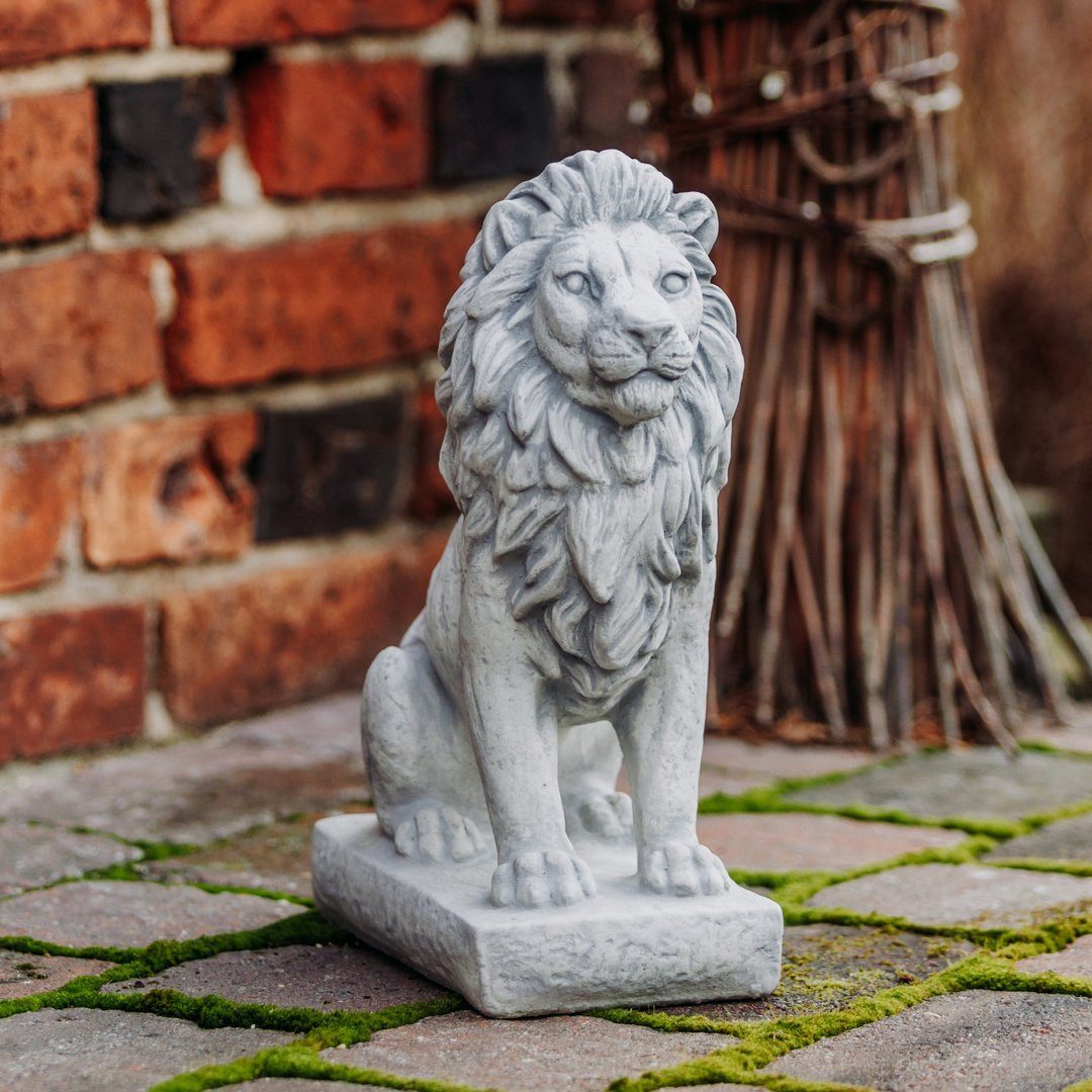 gartendekoparadies.de Gartenfigur Löwen Statue, Steinfigur, Torwächter, H. 34 cm, 10 kg, Frostsicher