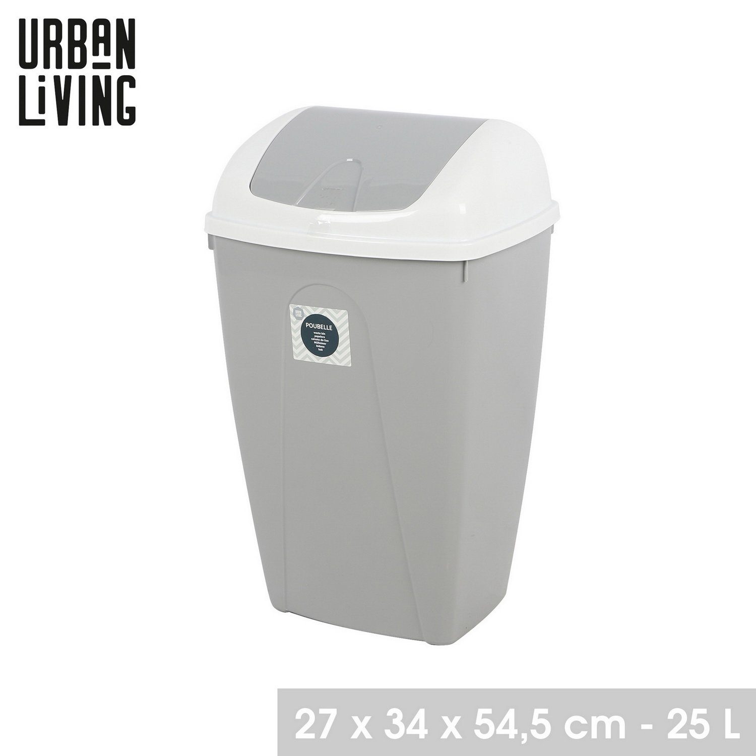 Urban Living Papierkorb 25 Liter Abfalleimer mit Schwenkdeckel Müll-Eimer, Schwingdeckel