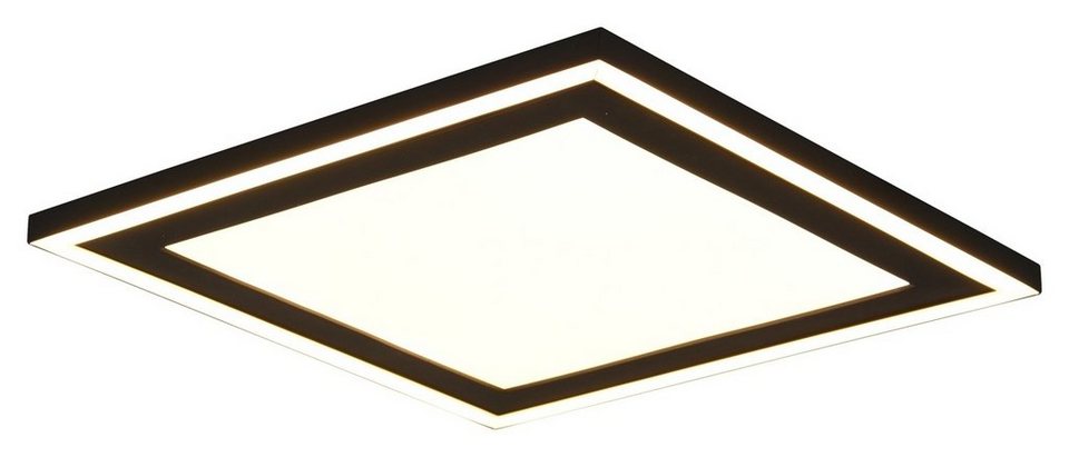 Reality Leuchten LED Deckenleuchte CARUS, 2-flammig, 33 x 33 cm, Schwarz,  Weiß, getrennt schaltbare Leuchtflächen, LED fest integriert, Warmweiß,  Metall, Kunststoff, LED Deckenlampe
