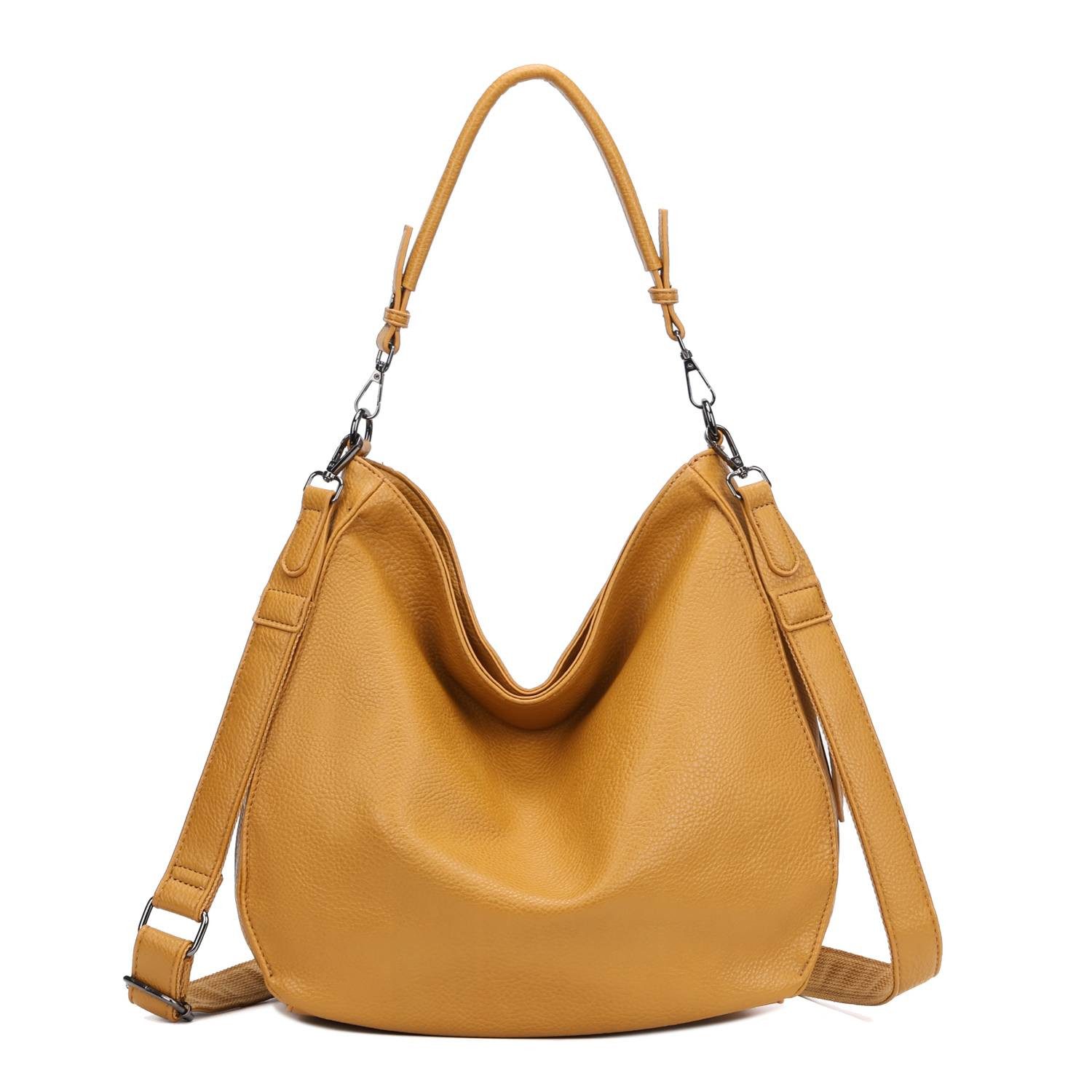 ITALYSHOP24 Schultertasche DAMEN TASCHE SHOPPER Hobo Cross Over Bag Reisetasche Umhängetasche, LEDER OPTIK Beuteltasche Cross body für Schule Reise Freizeit Urlaub