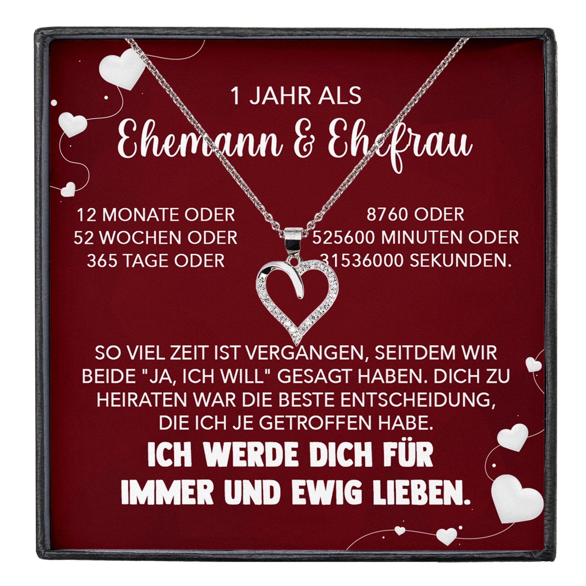 Valentinstagsgeschenk 22Feels Schmuckset Zum 1. Hochzeitstag Geschenk Ehefrau Ich Liebe Dich Herz Kette Damen (inkl. Geschenktasche, Karte, Poliertuch