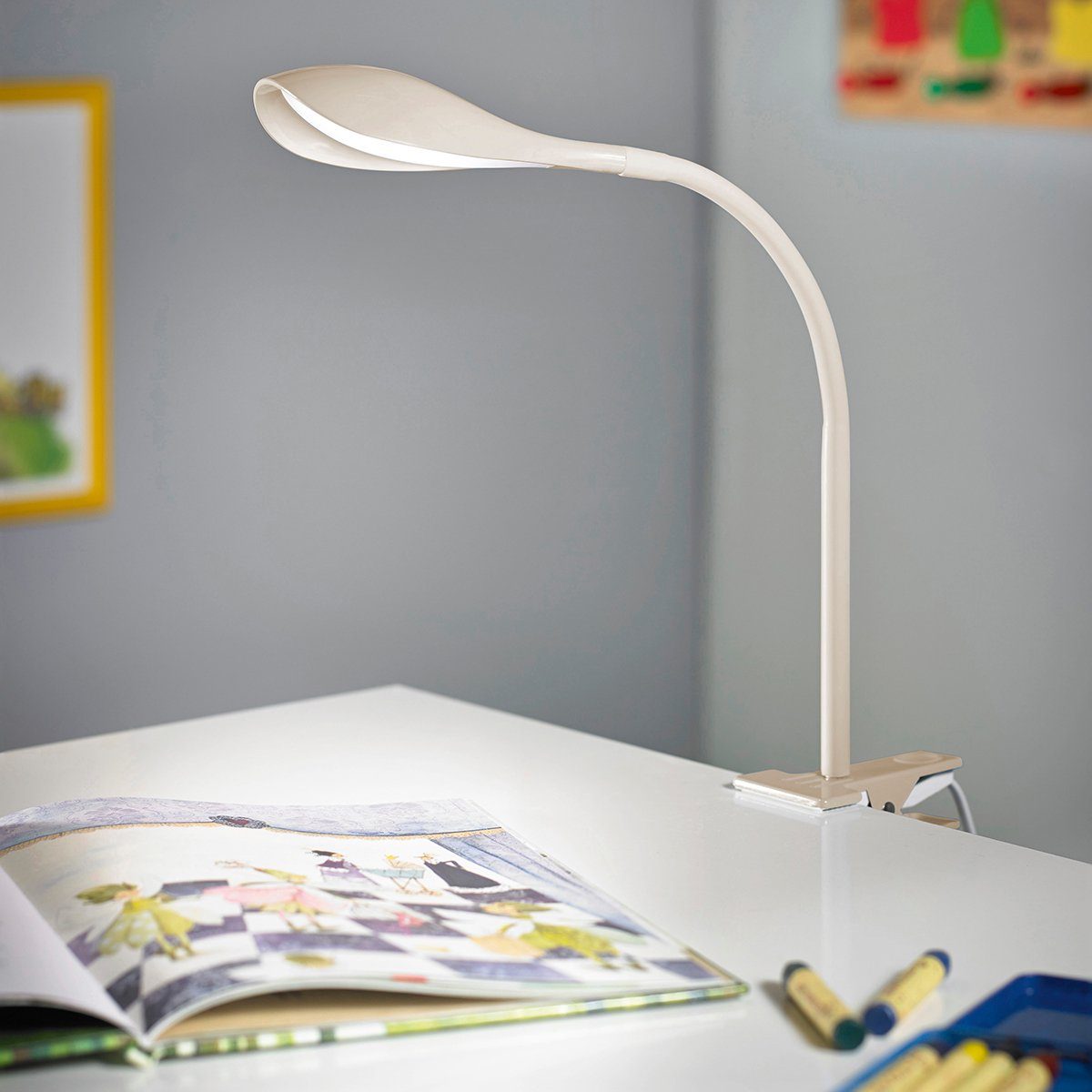 MeLiTec Tischleuchte LED mit Klemmfuß T121, LED fest integriert, warmweiß, modernes Design