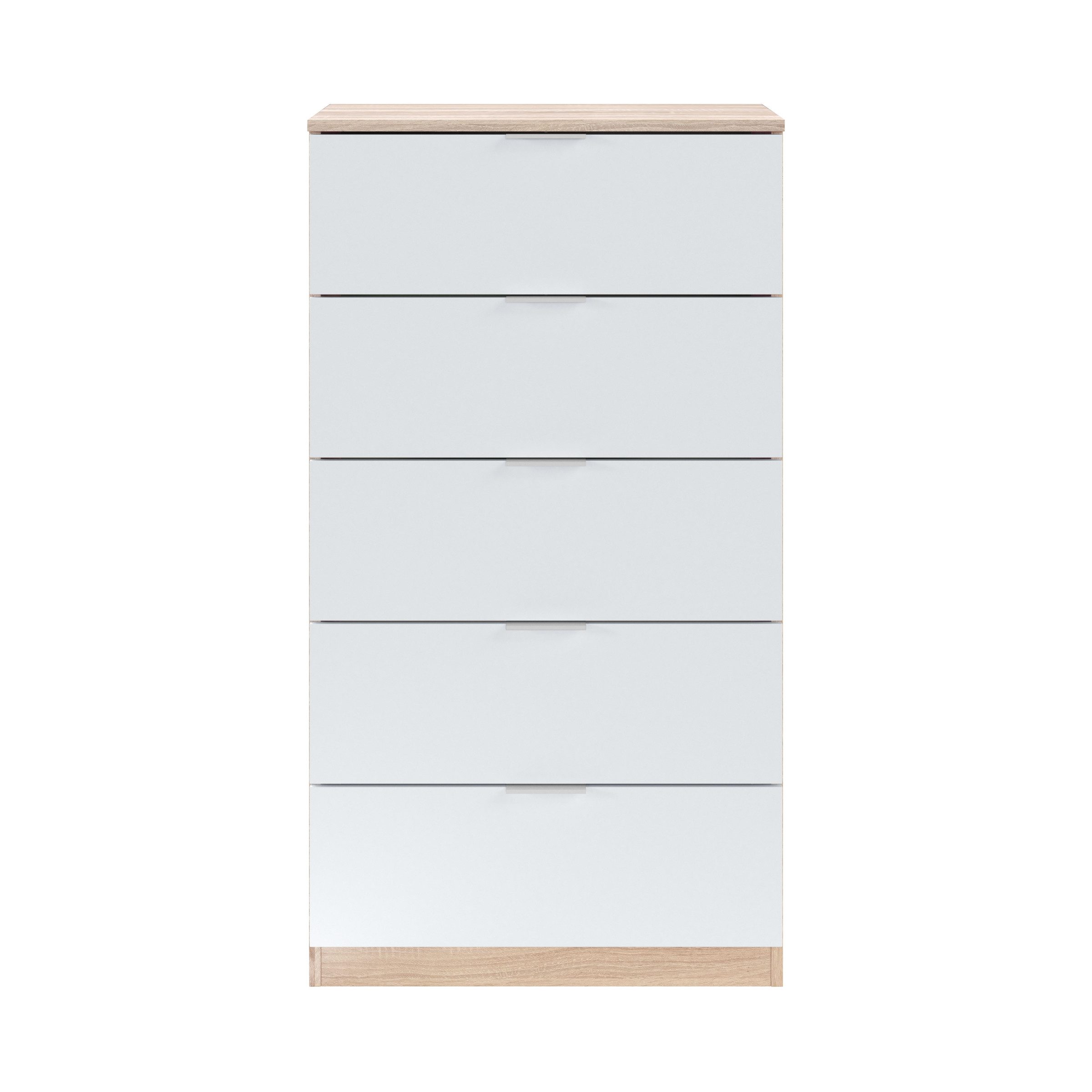 freiraum Hochkommode CHEST, in Weiß / Canadian Eiche Dekor - 60x110x40 (BxHxT)
