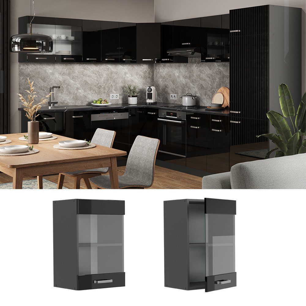Vicco Glashängeschrank R-Line, Schwarz Hochglanz/Anthrazit, 40 günstig online kaufen