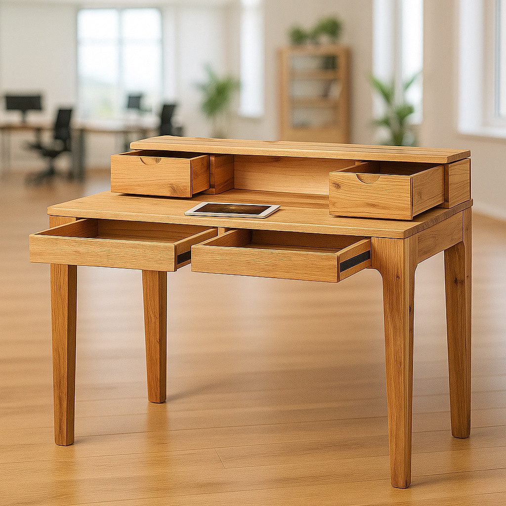 bv-vertrieb Sekretär Sekretär Wildeiche Schreibtisch 110x76x96x55 Schubla. Softeinzug #2244