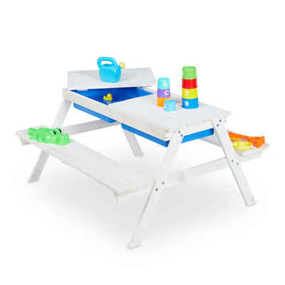 relaxdays Spieltisch Weiße Kindersitzgruppe Holz