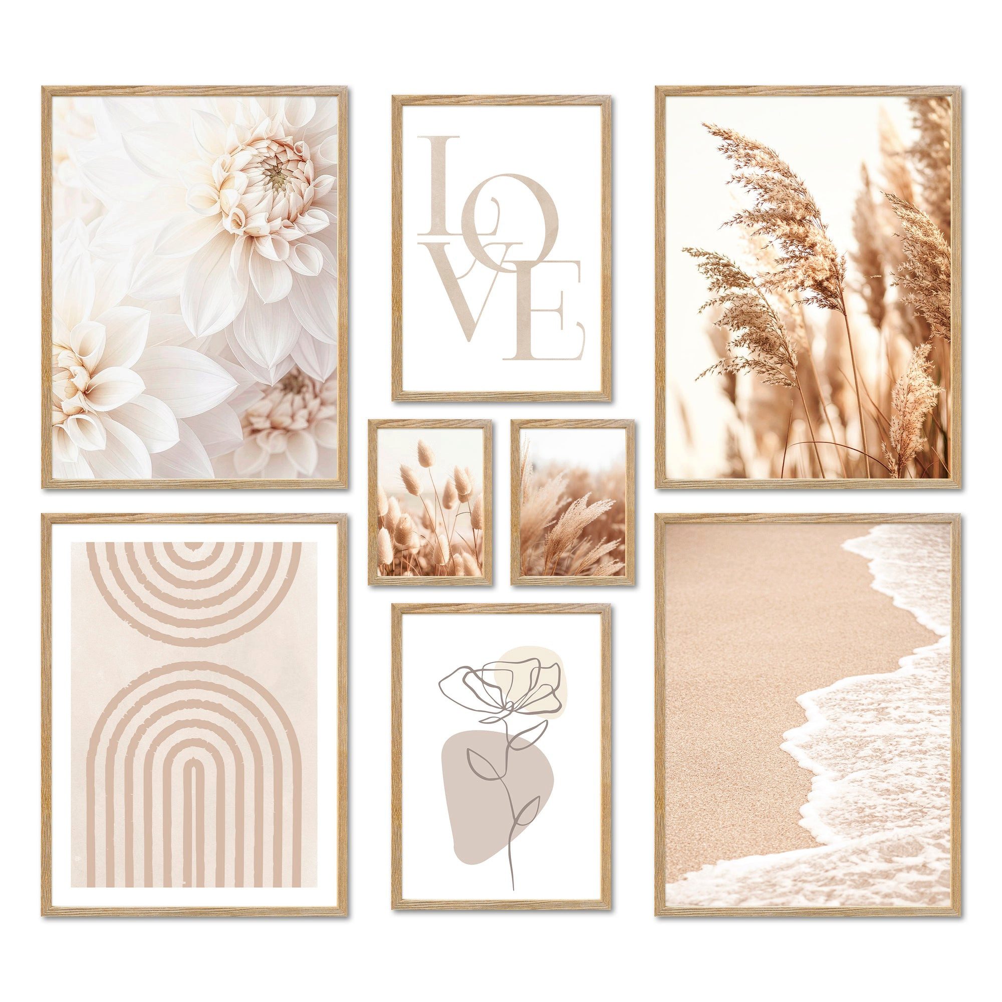 Bilder-Collage Poster Set - BEIGE SOFTNESS I Boho Deko Wandbilder Abstrakt