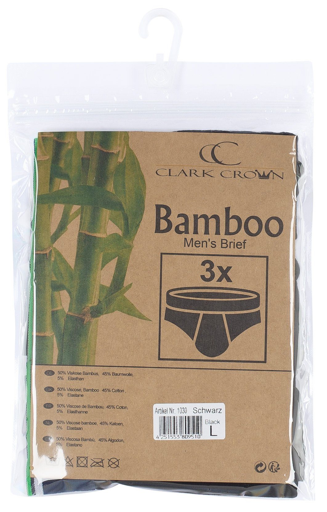 schwarz Slip atmungsaktiv Bambusfaser Crown® (3-St) durch Clark