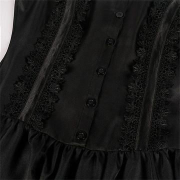 AFAZ New Trading UG Sommerkleid Retro-Spitzen-Langarm-Taillenkleid, Halloween-Kleid für Damen