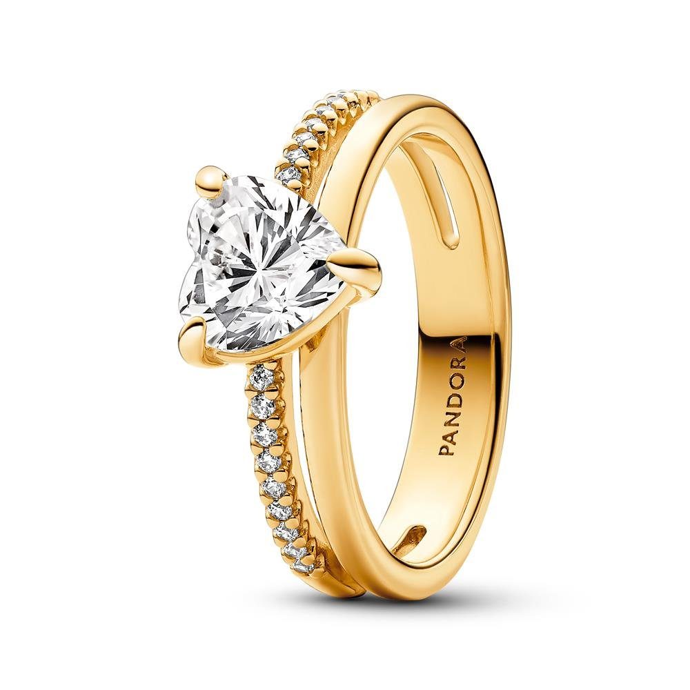 Pandora Fingerring PANDORA Timeless Herzring für Damen mit Zirkonia, IP Gold