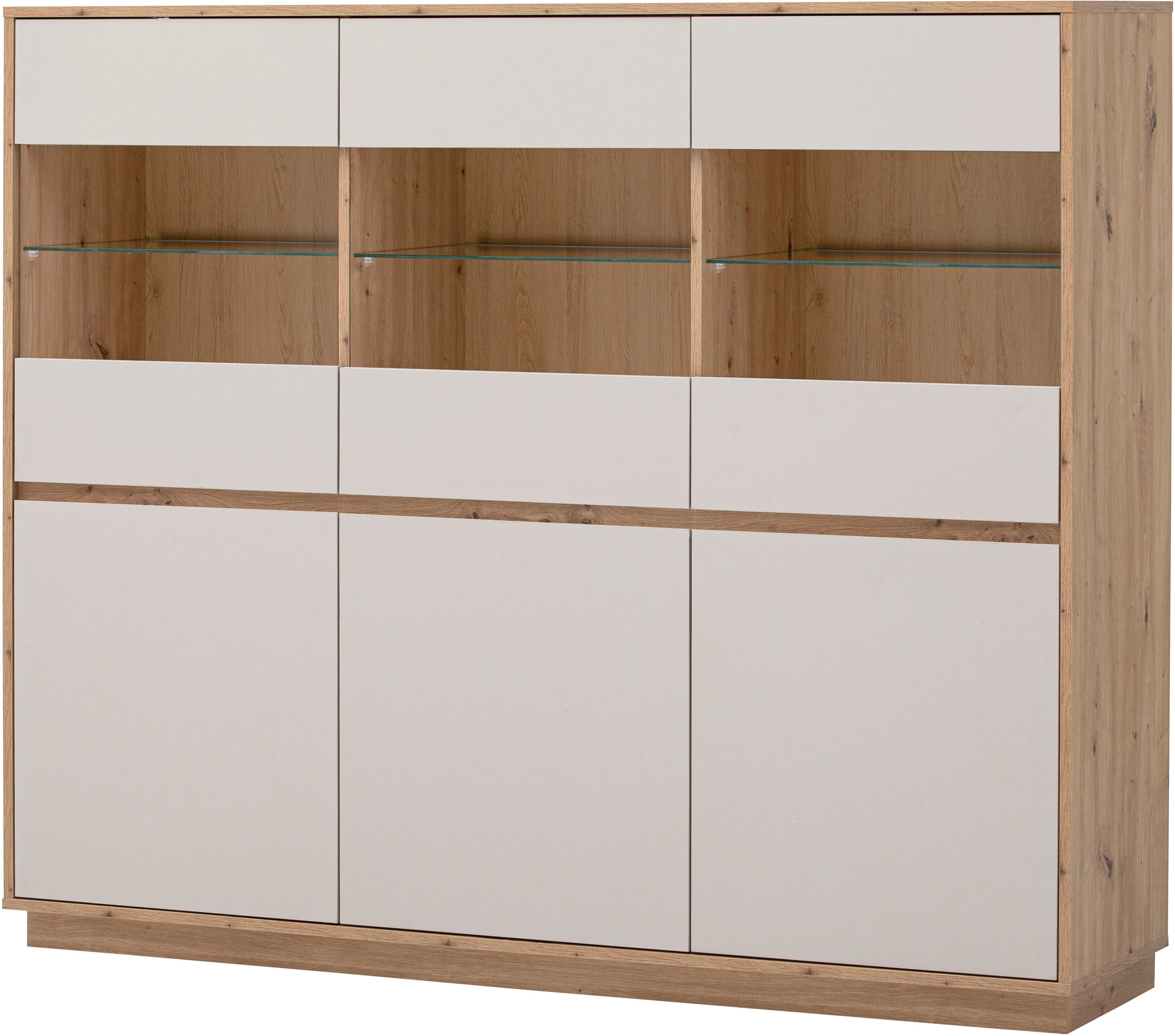 Home affaire Highboard Sonora, moderner Schrank, Stauraumelement in Eiche Artisan, Kommode, filigrane Rahmenoptik, ausreichend Stauraum, vielseitig einsetzbar