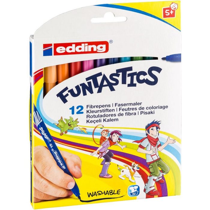 edding Marker 15 FUNTASTICS Kinderfasermaler 12er-Set sortiert
