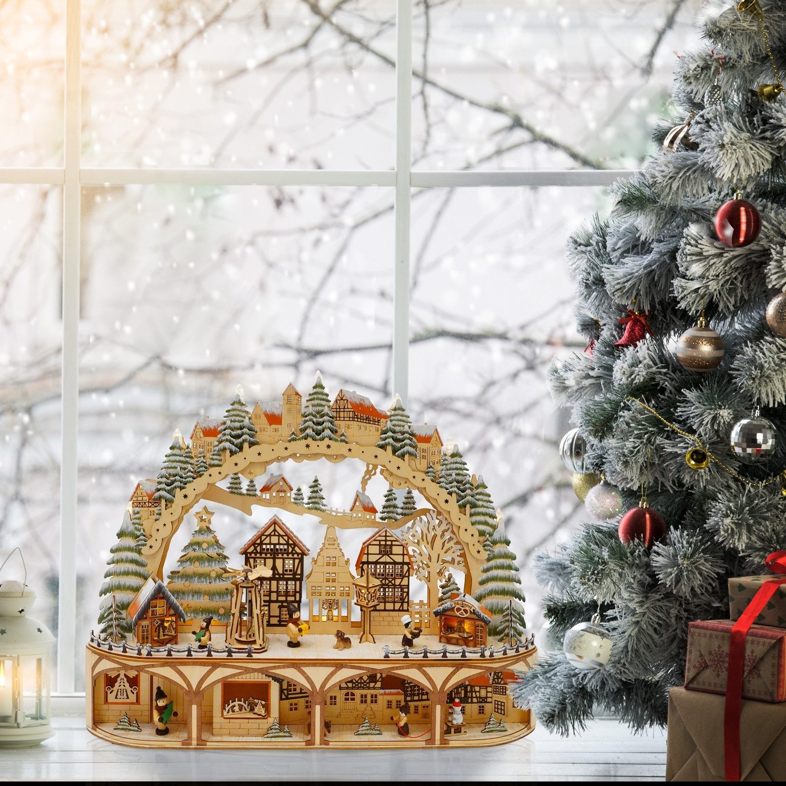 HTI-Living Schwibbogen LED Schwibbogen Weihnachtsmarkt (1-tlg), Lichterboge günstig online kaufen