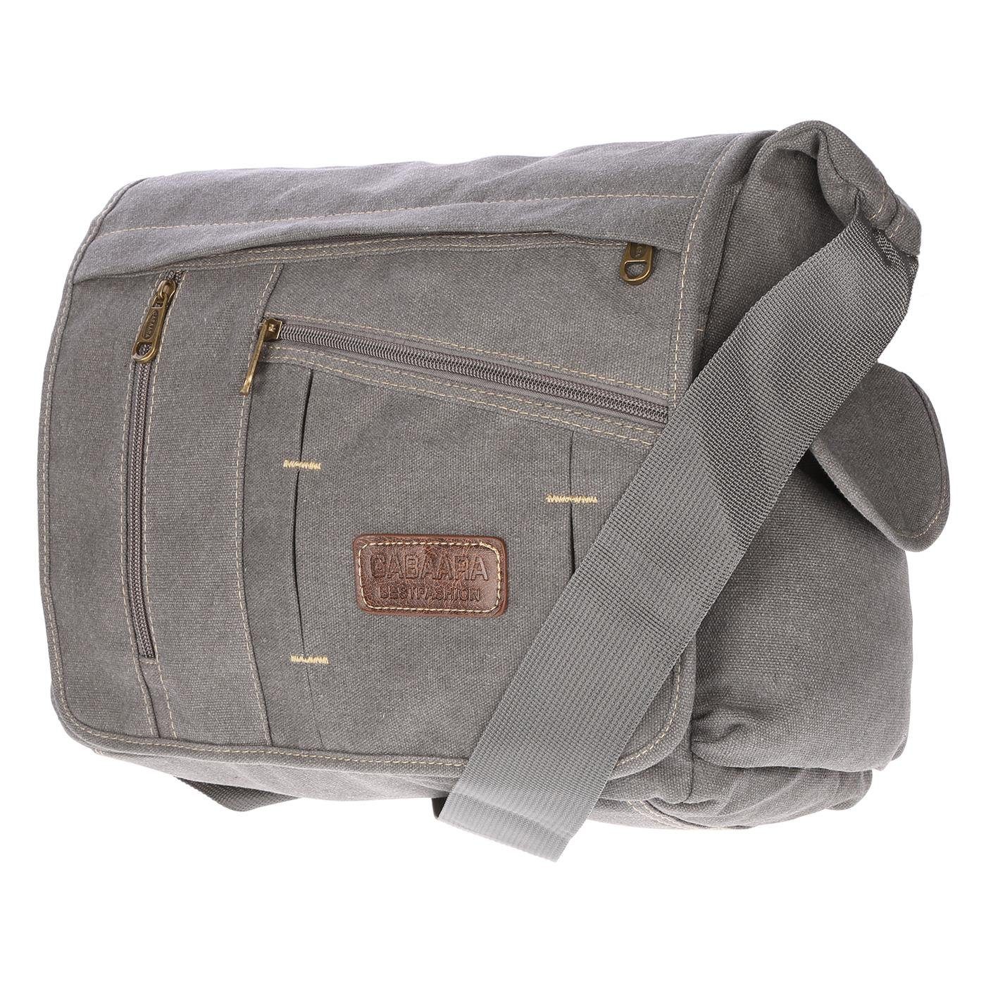 Christian Wippermann Businesstasche Große XL Herren Damen Tasche Umhängetasche Canvas, Messenger Grau