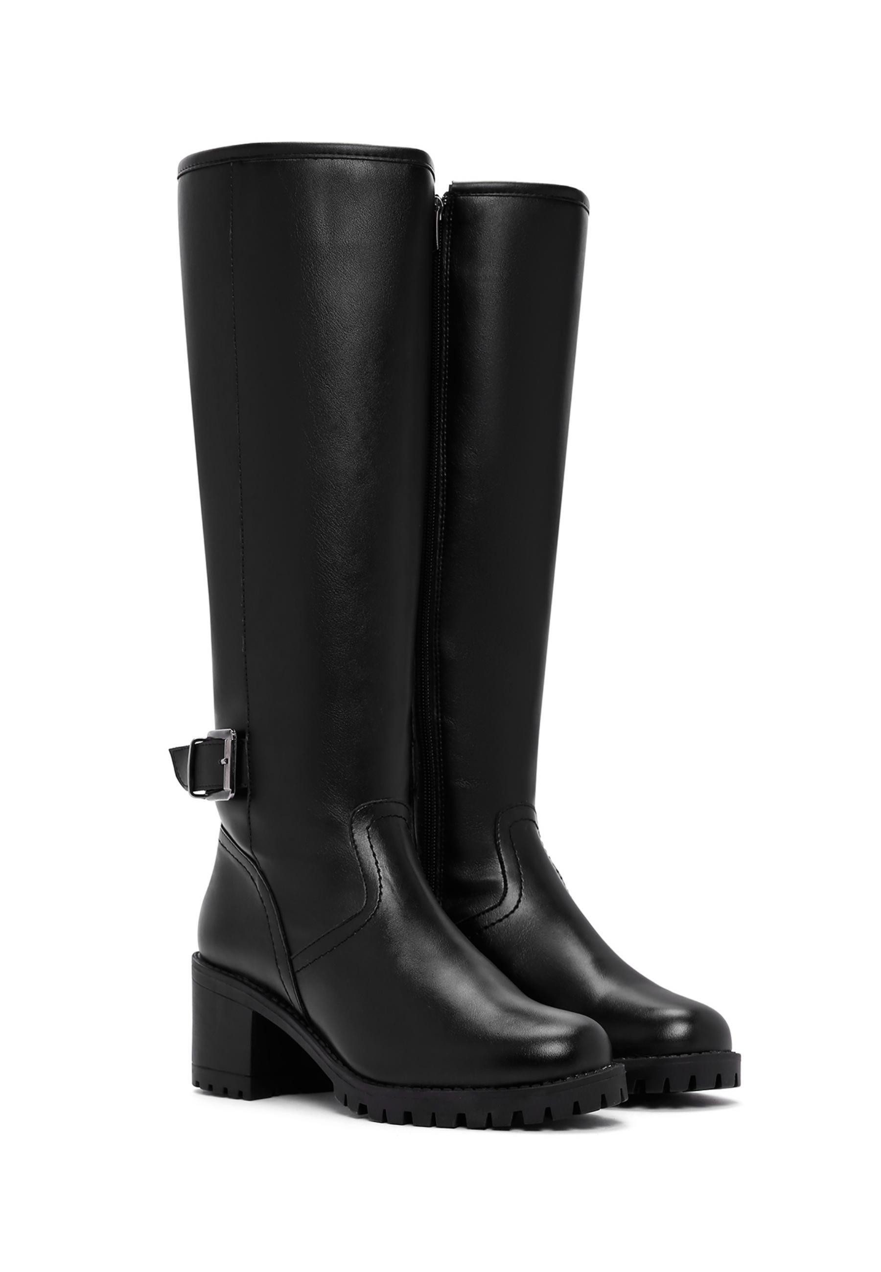 Derimod Absatzstiefel aus Kunstleder Bootsschuh Textilfutter, Thermosohle, Absatz 3,5 cm