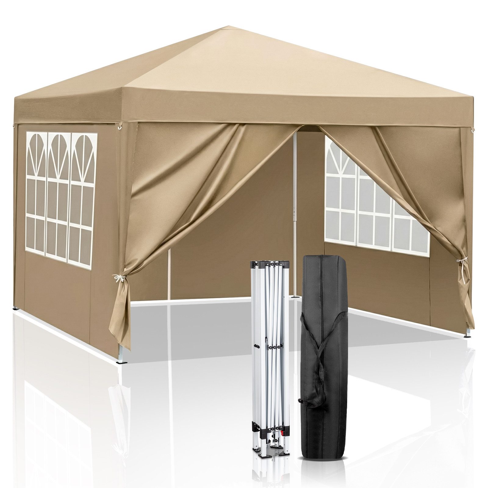 Faltpavillon 3x3 m Gartenpavillon mit 4 seitenteilen Pop Up Pavillon UV-Schutz 50+
