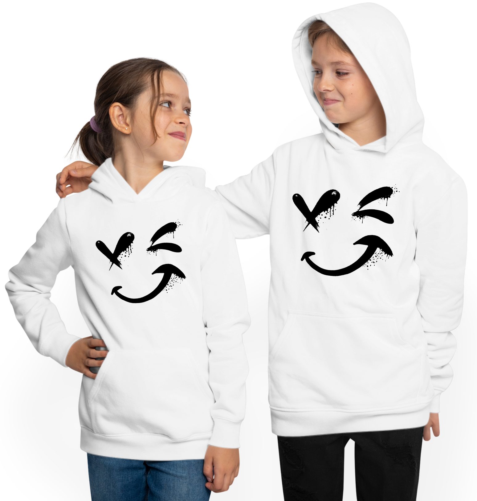MyDesign24 Kapuzensweatshirt Kinder Hoodie - Kapuzenpulli mit coolem Smile Kapuzensweater cooler Smile Hoodie i328 – Bild 2 von 5