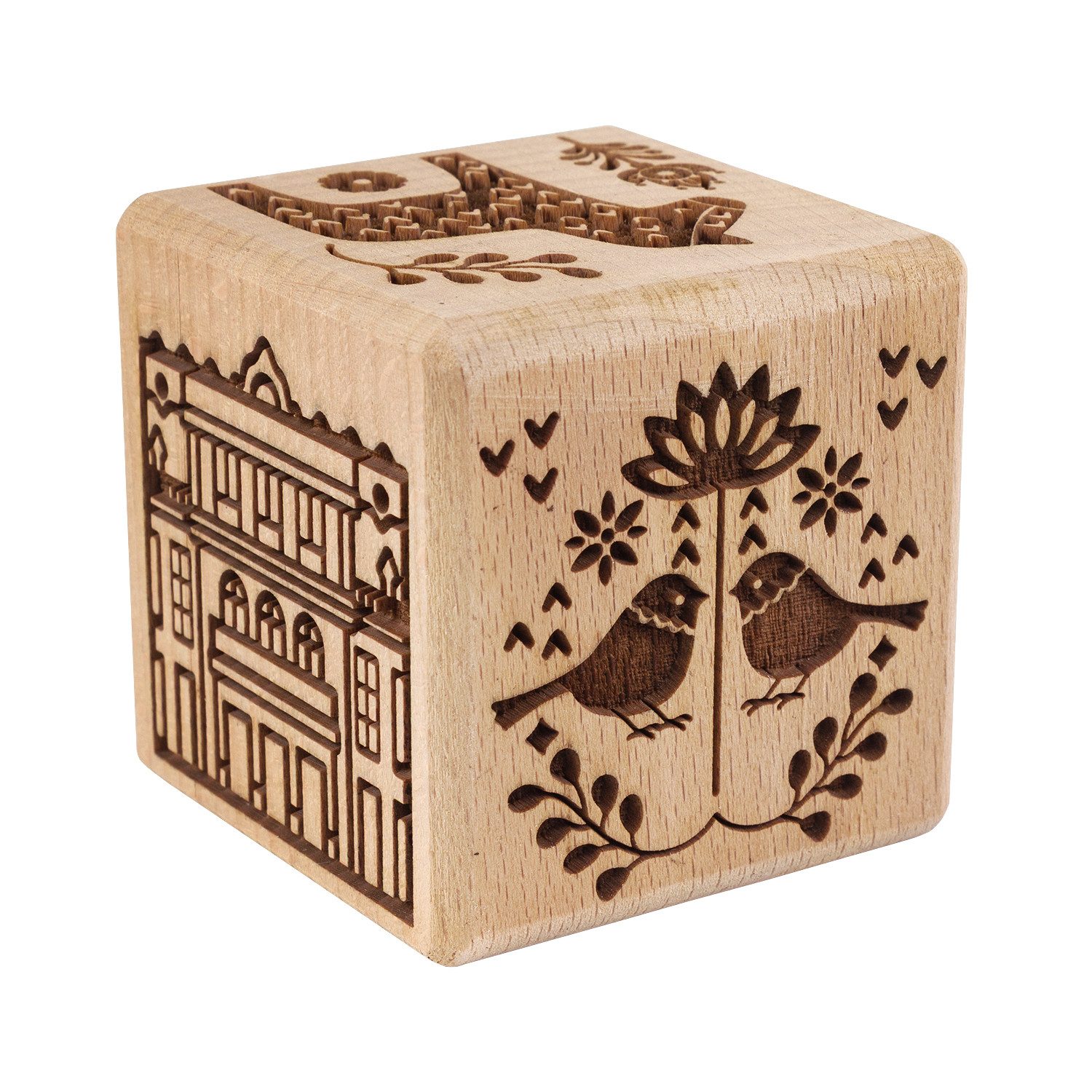 Starmann Gebäckstempel, Buchenholz, Hölzerne Kuchenstempel Würfel 6 Designs