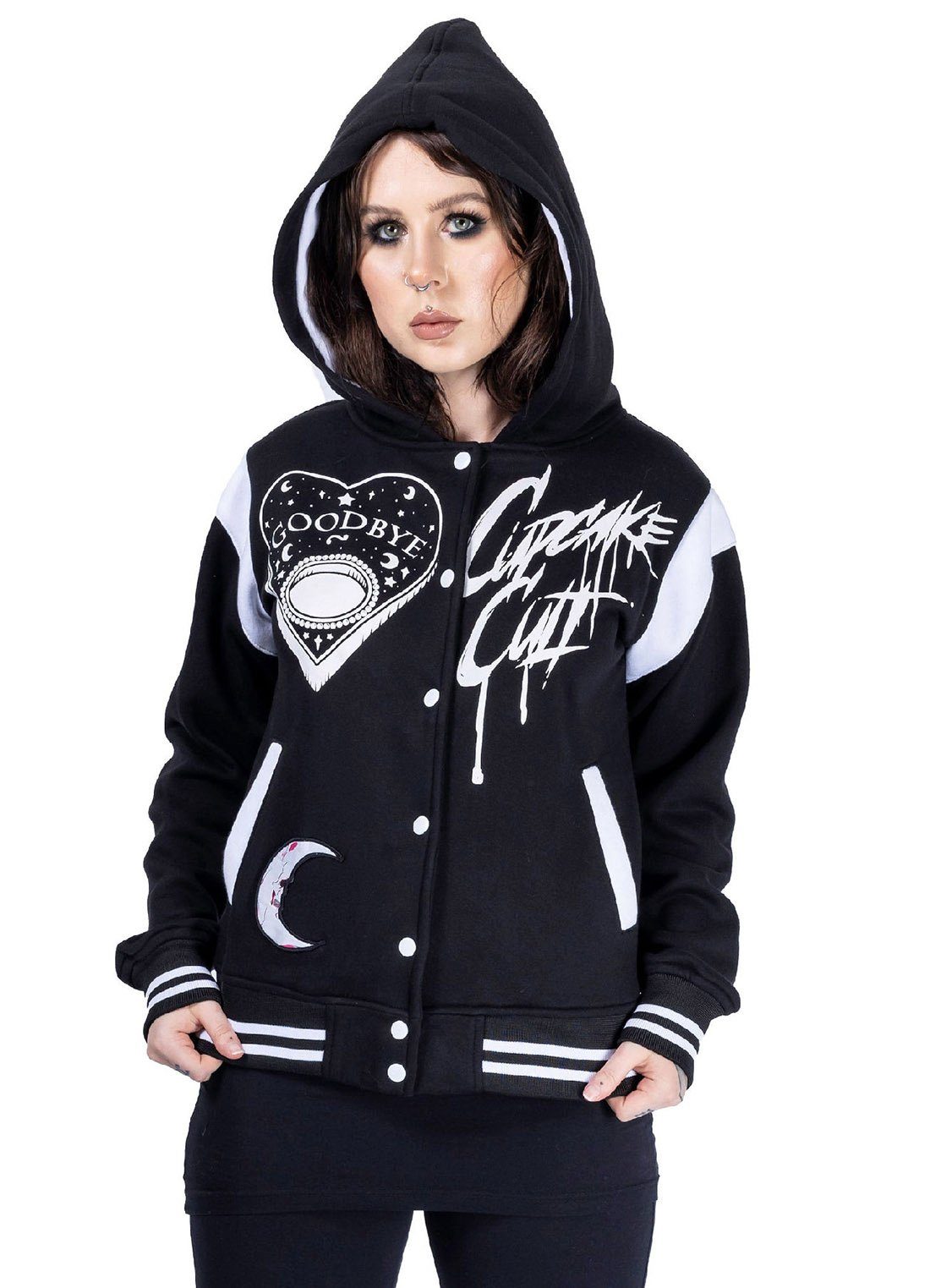 Cupcake Cult Kapuzensweatshirt Kapuzenjacke Under The Moon Gothic College Varsity Jacke