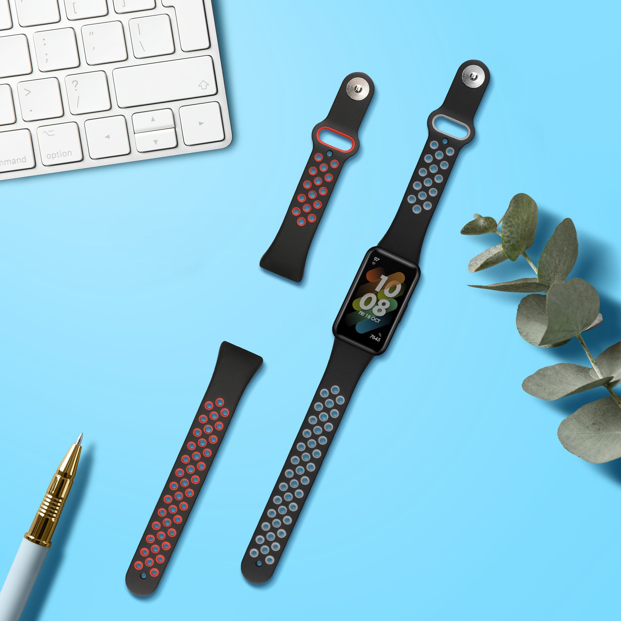 kwmobile Uhrenarmband für Huawei Band 6 & 6 Pro / Honor Band 7 & 6 Armband Smartwatch, 2-tlg., Ersatzarmband für Fitnesstracker - Wechselarmband Smartwatch