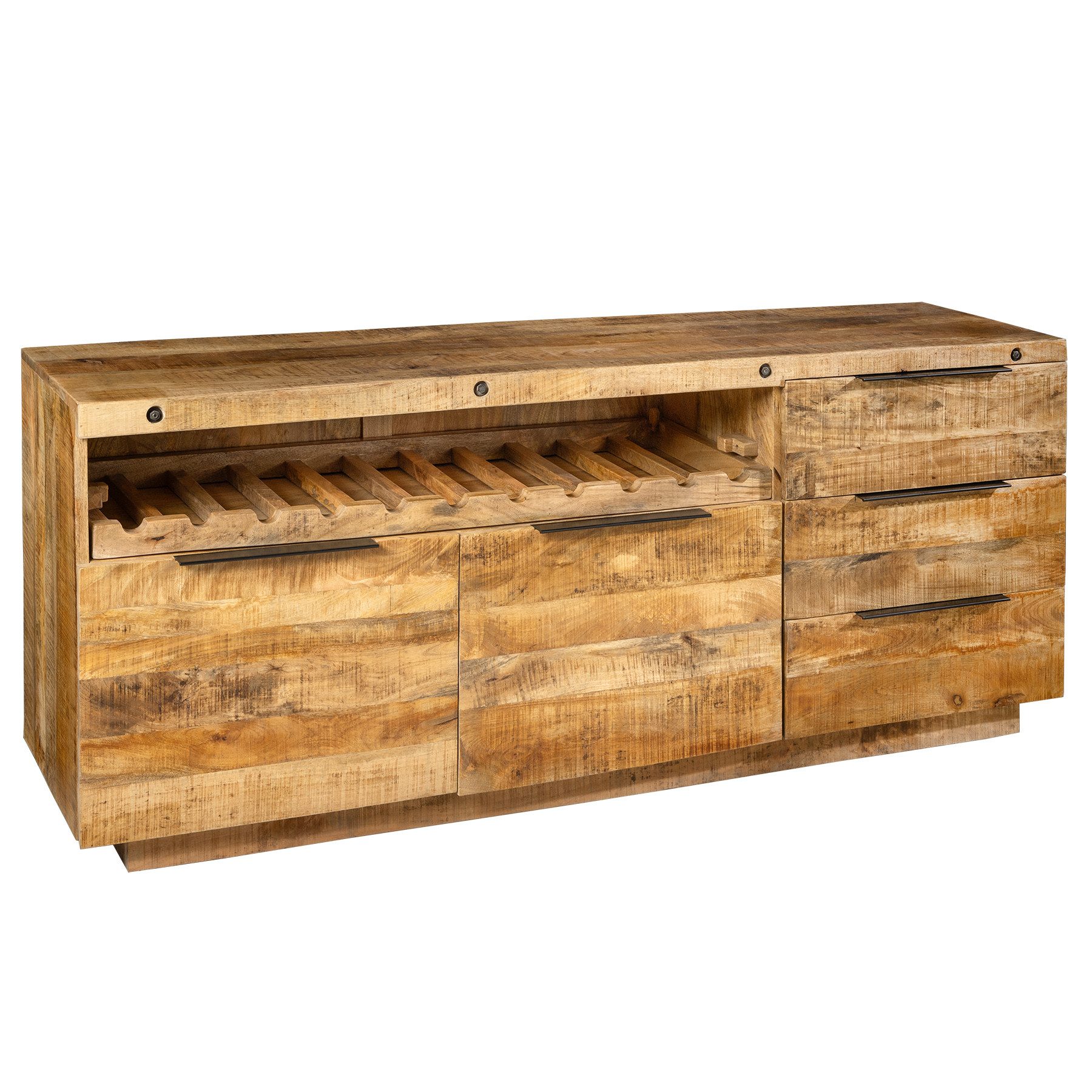 riess-ambiente Sideboard IRON CRAFT 175cm natur (Einzelartikel, 1 St), Massivholz · Metall · Kommode · 3D Schnitzereien · Wohnzimmer