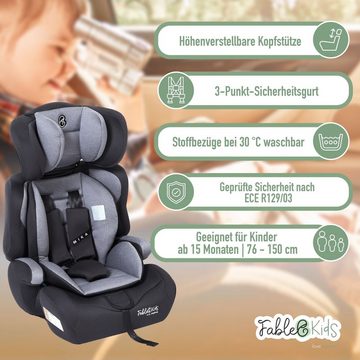 FableKids Autokindersitz Kinderautositz Kindersitz Körpergröße von 76-150 cm ECE R129/03, ab: 15 Monaten, bis: 12 Jahre, ab: 9,00 kg, bis: 36,00 kg, Vorwärtsgerichtet